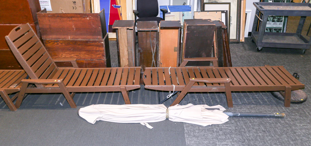 Two Chaise Lounge Lawn Chairs & One Umbrella