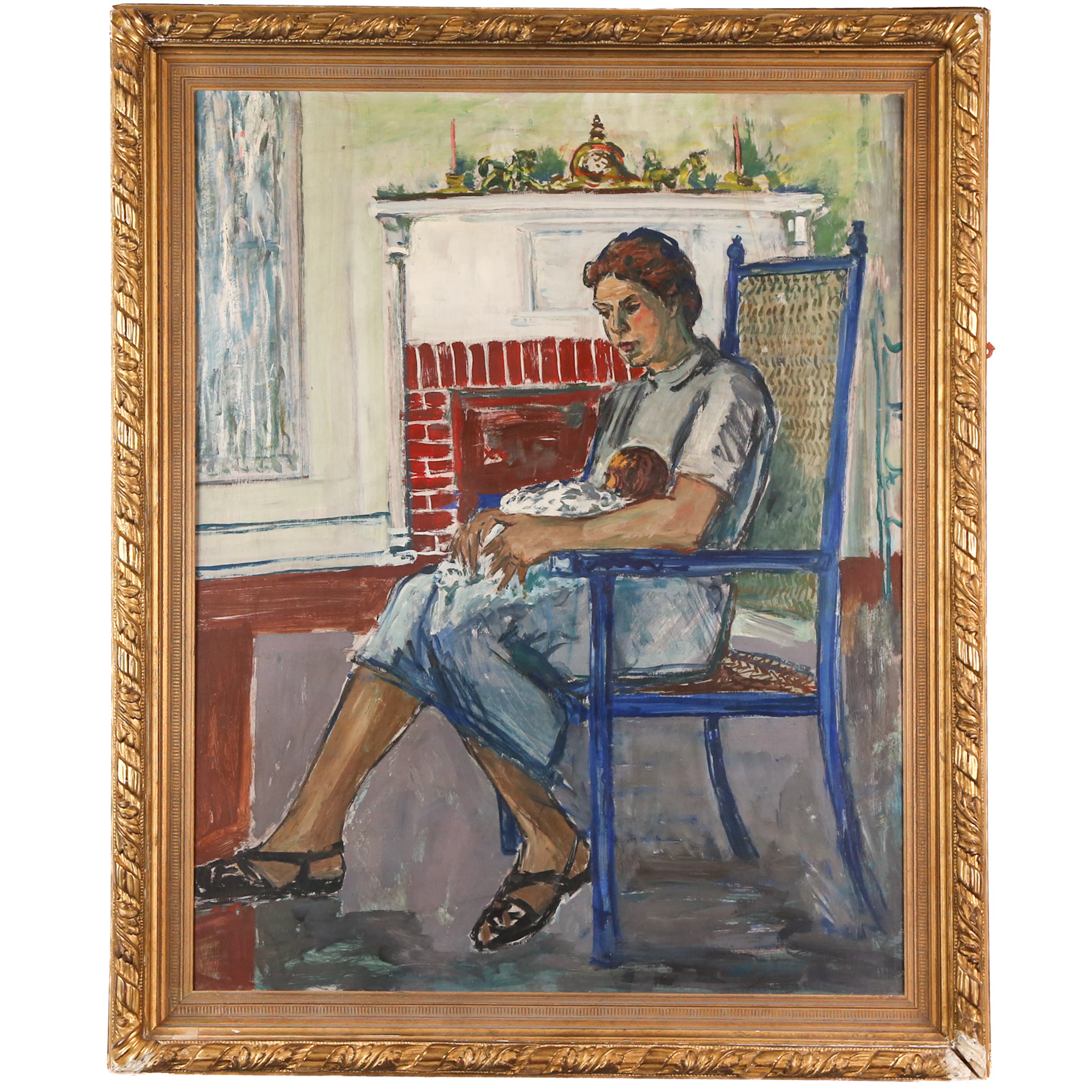 Walter E. Baum. Woman Holding Child, oil