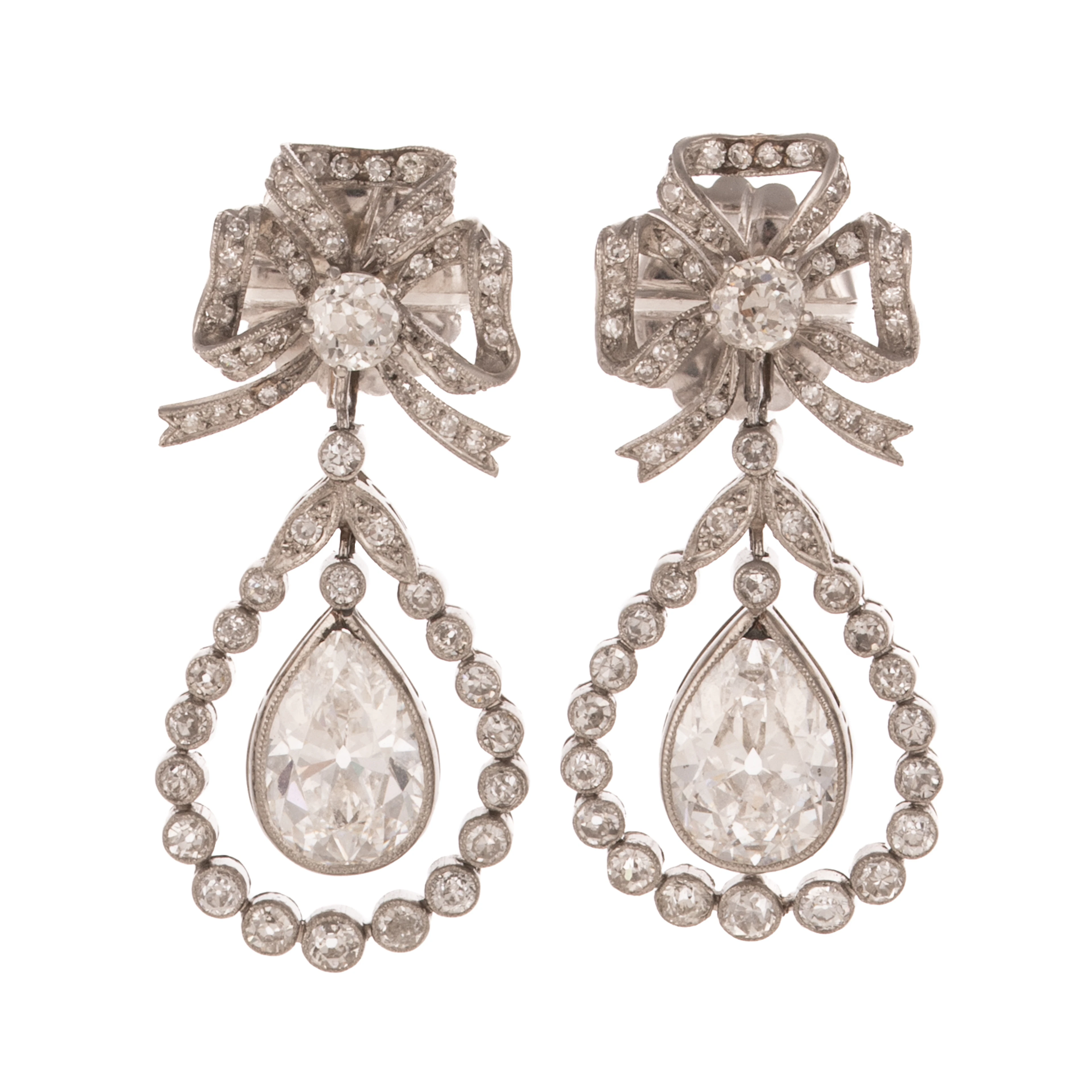 An Important Pair of Art Deco Diamond Earrings in Platinum