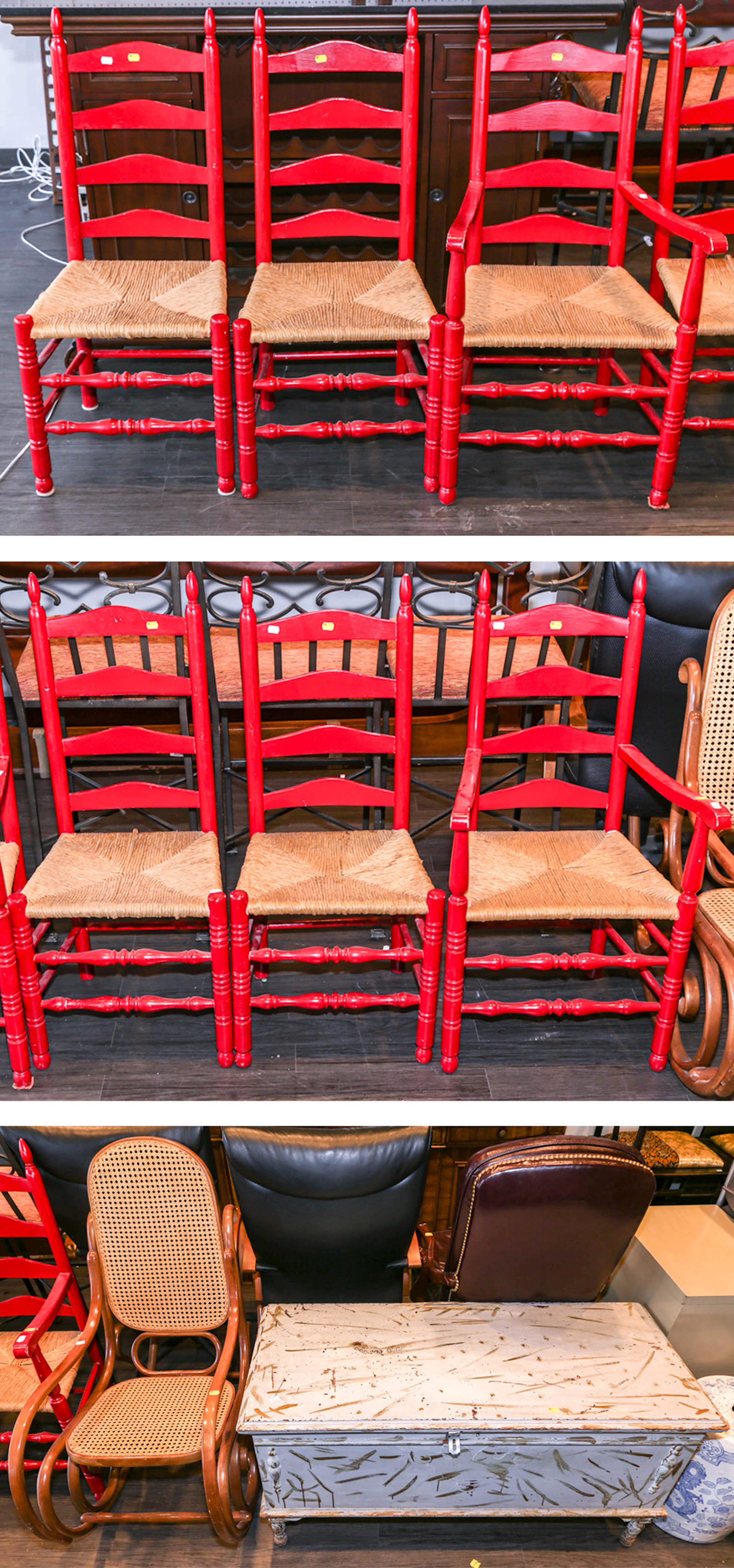 A Set of Ladderback Chairs & Other Furniture