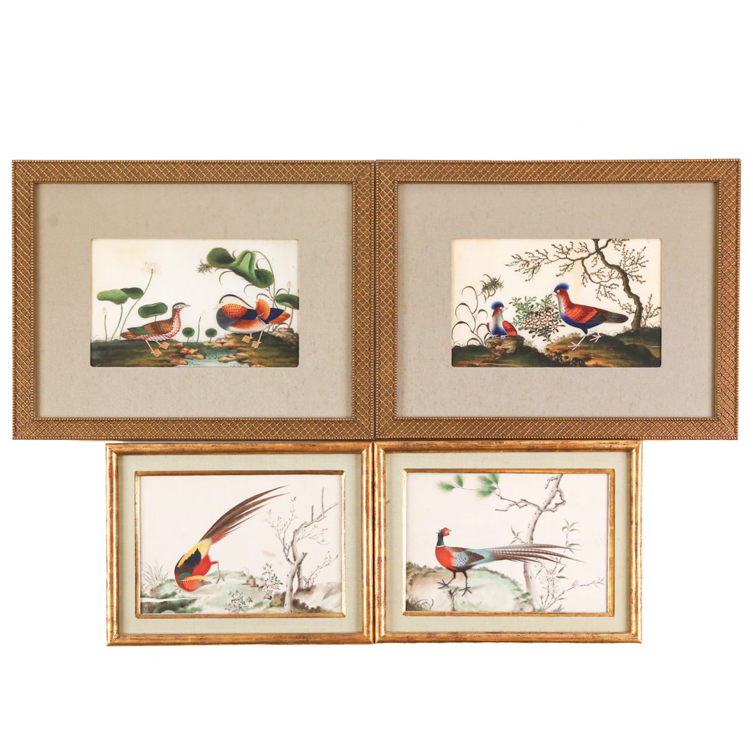 Two Pairs of Chinese Ornithological Gouaches