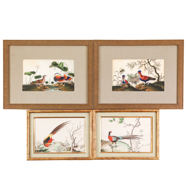 Two Pairs of Chinese Ornithological Gouaches