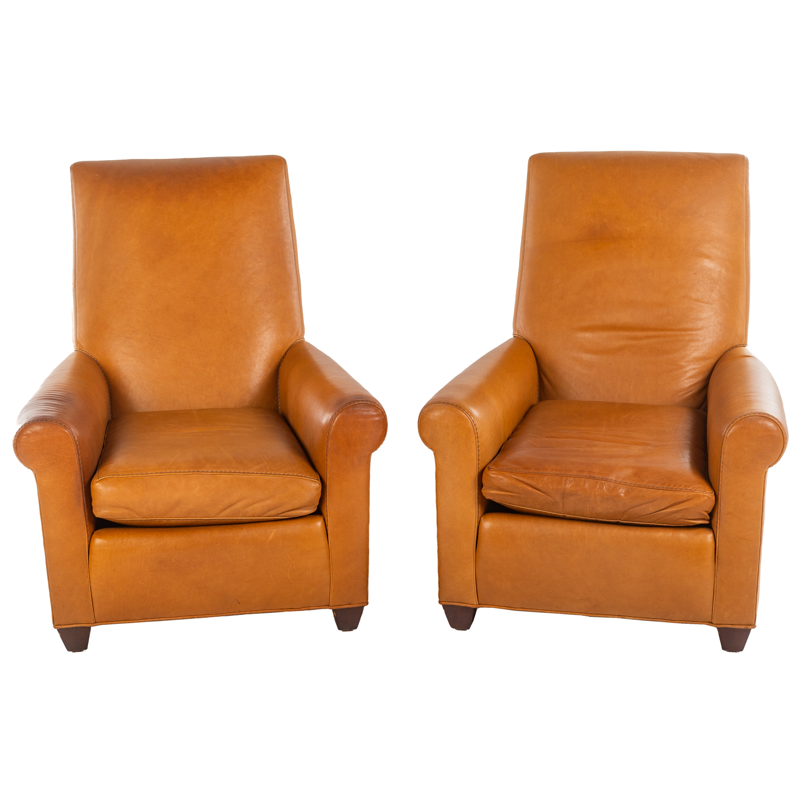 A Pair of Lee Leather Upholstered Armchairs