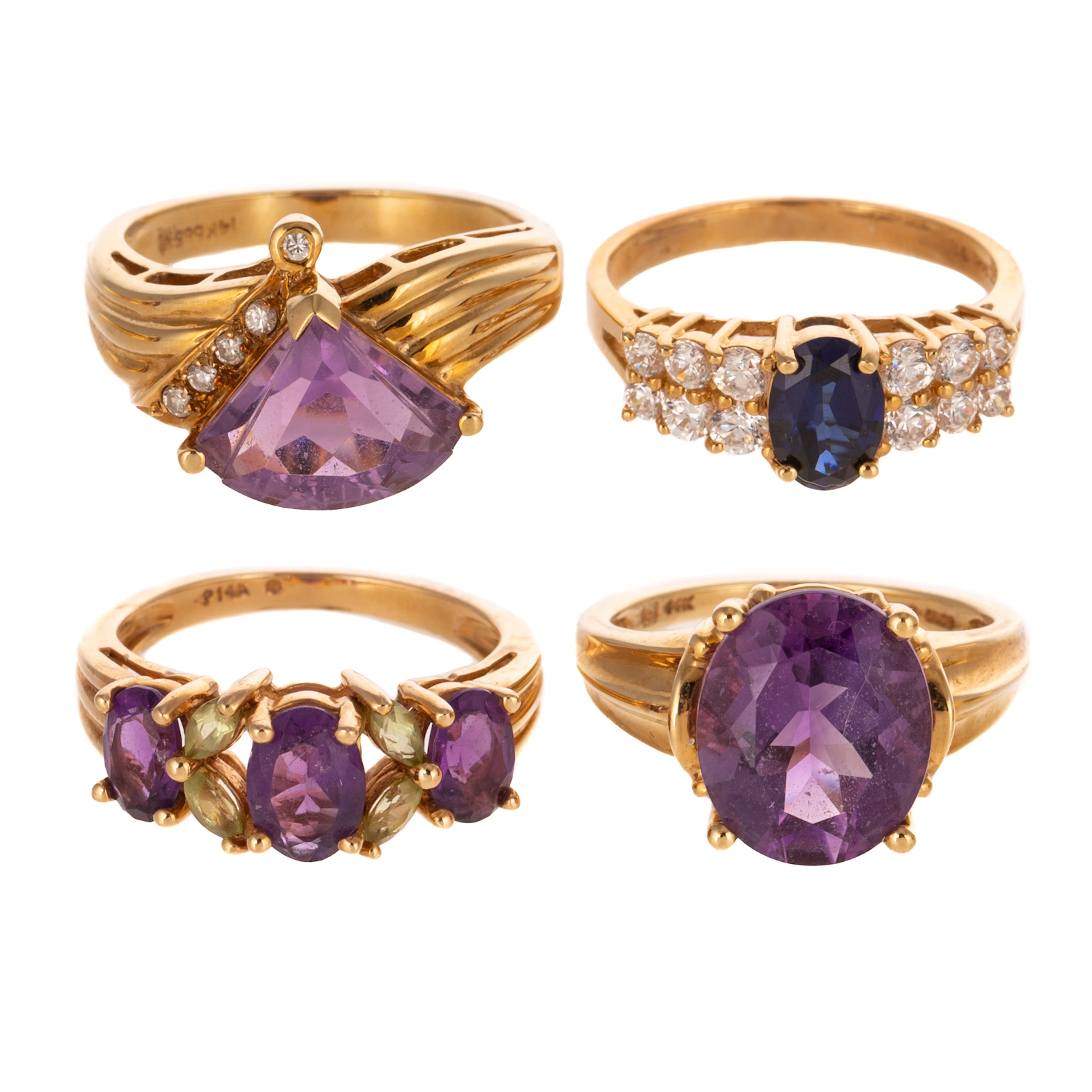 A Collection of Gemstone Rings in 14K