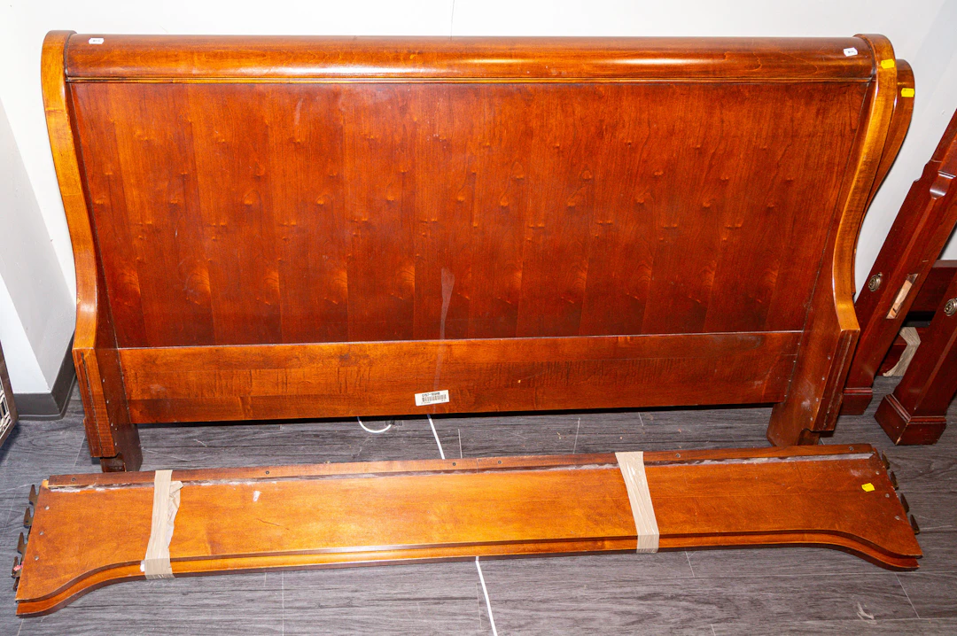 A Classical Style Cherry Sleigh Bed