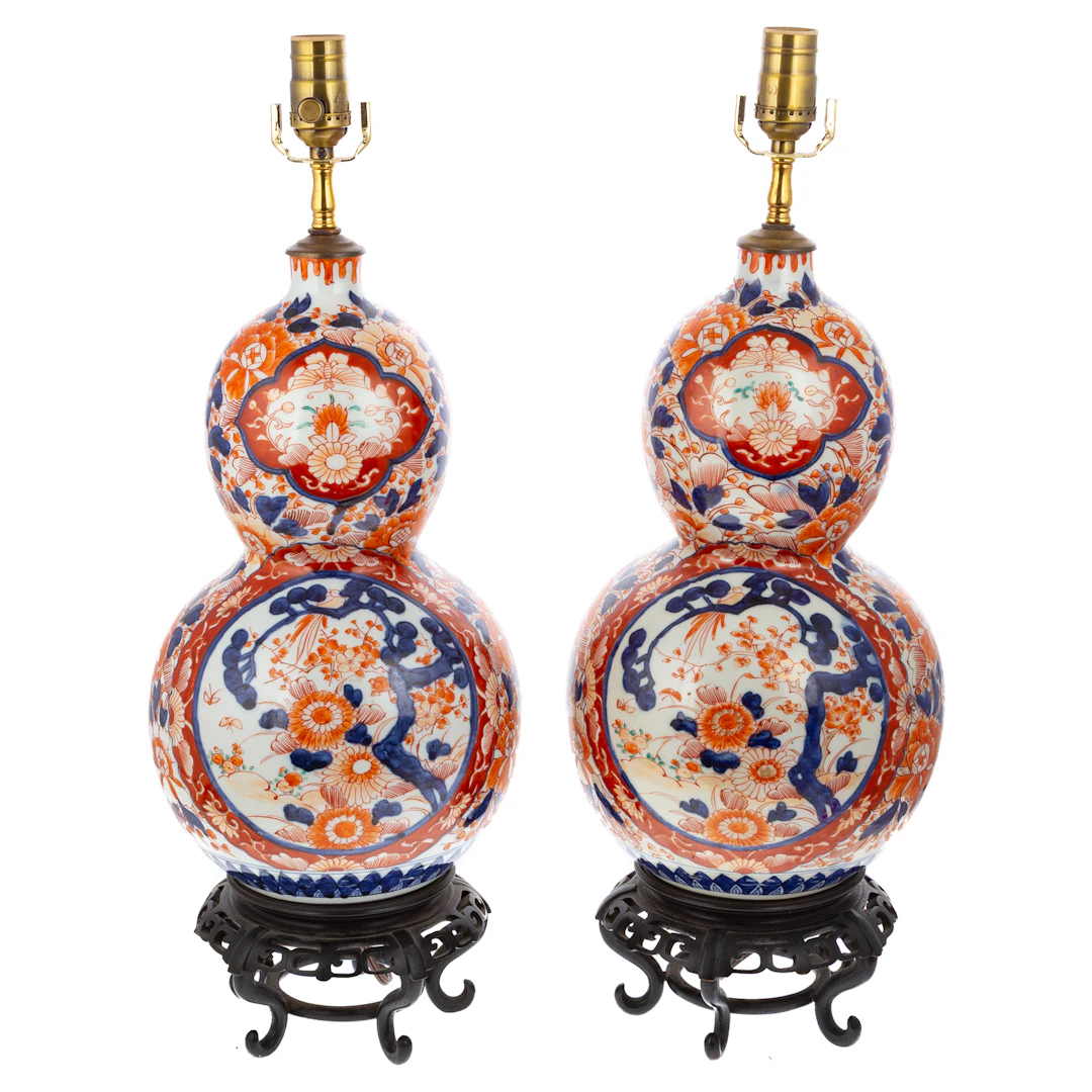 A Pair of Japanese Imari Double Gourd Vases