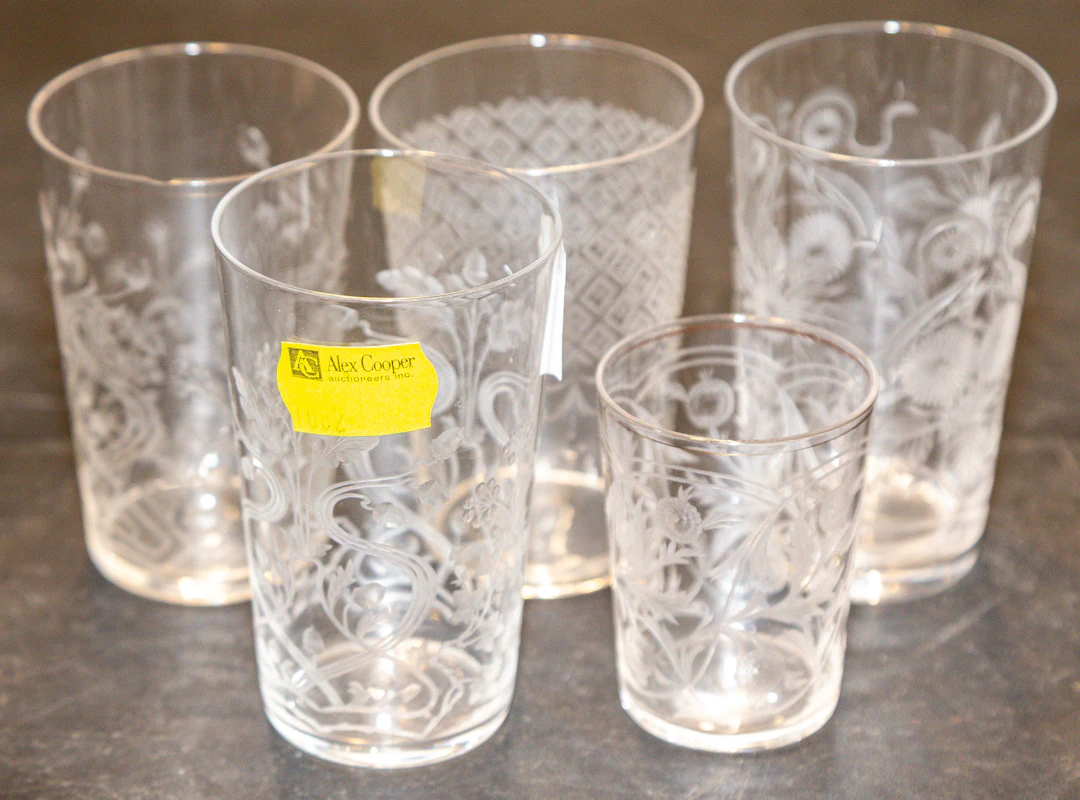 Five Art Nouveau Cocktail Glasses