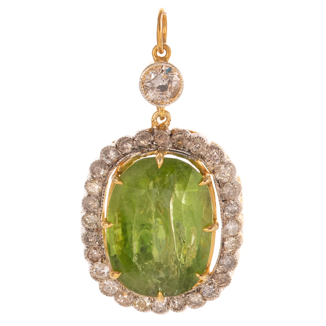 A Statement Peridot & Diamond Pendant in Vermeil