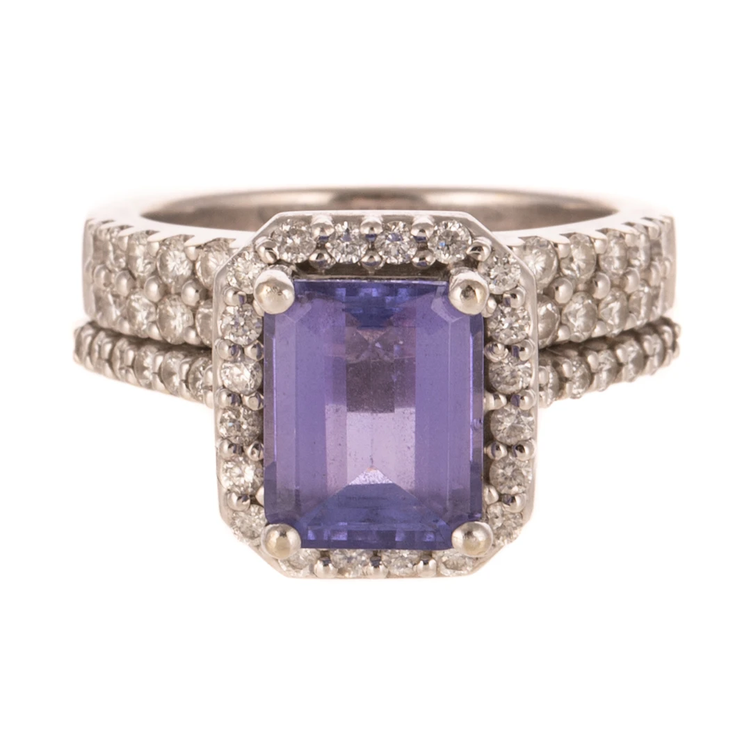 A Fine Tanzanite & Diamond Ring in 14K