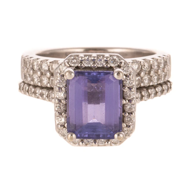 A Fine Tanzanite & Diamond Ring in 14K