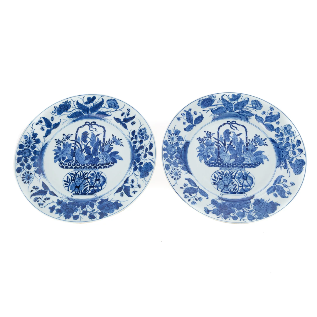 A Pair of Chinese Kangxi Style Blue & White Plates