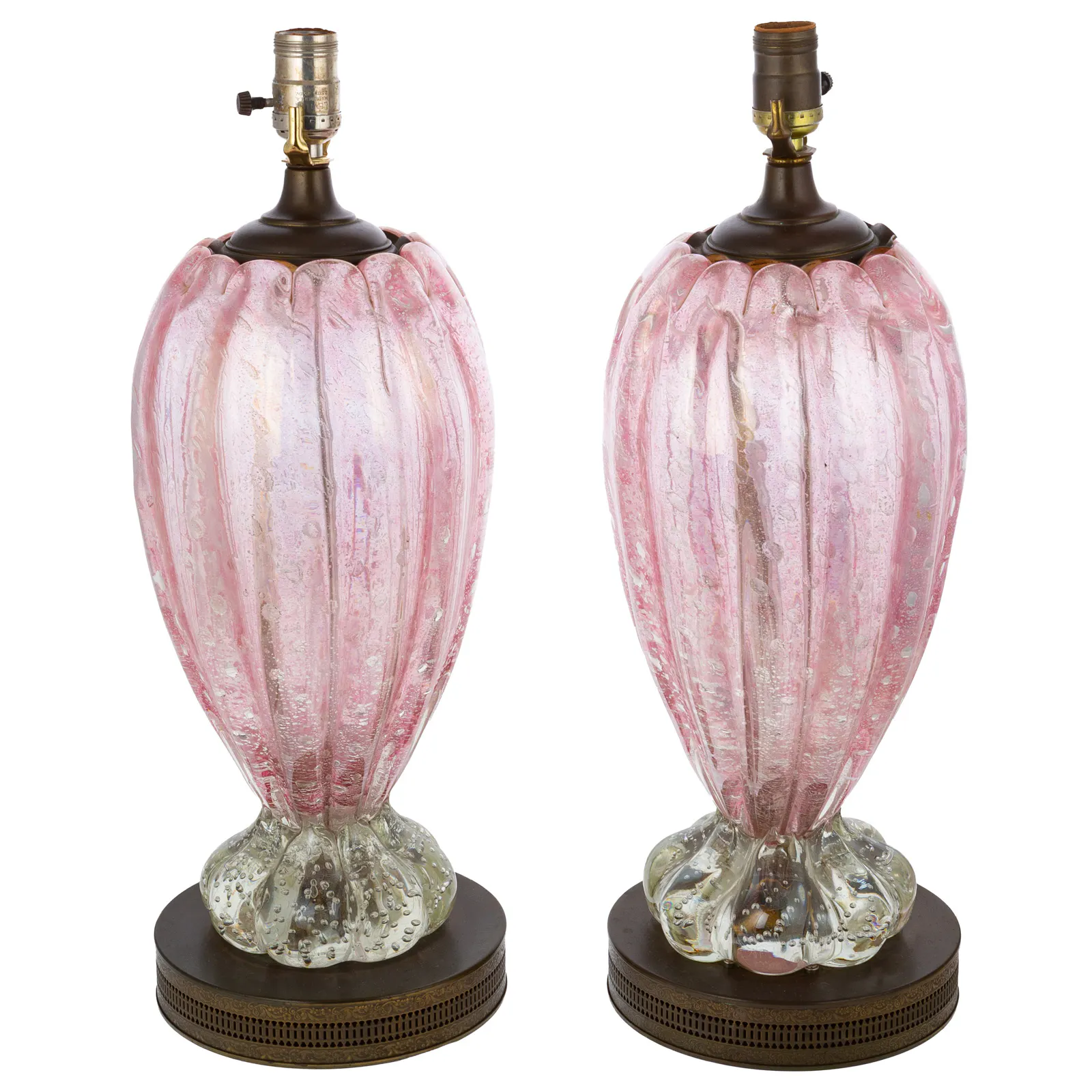 A Pair of Venetian Art Glass Mounted Table Lamps