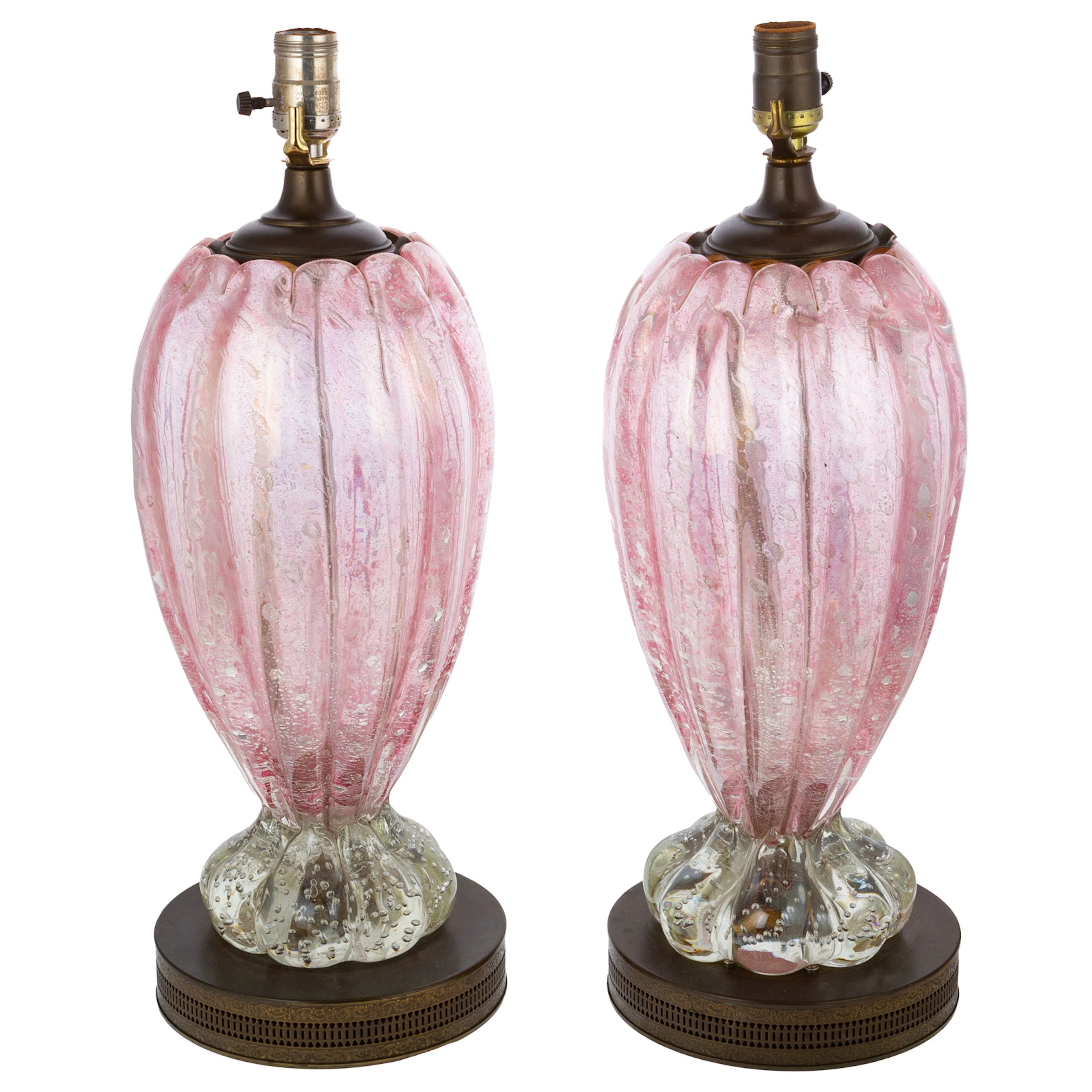 A Pair of Venetian Art Glass Mounted Table Lamps