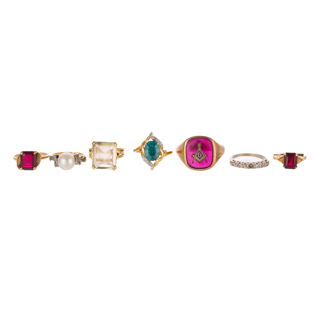A Collection of Gemstone Rings in Gold
