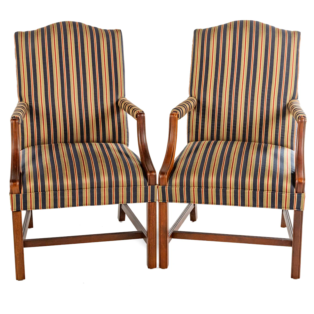 A Pair of Fairfield Mahogany Library Armchairs