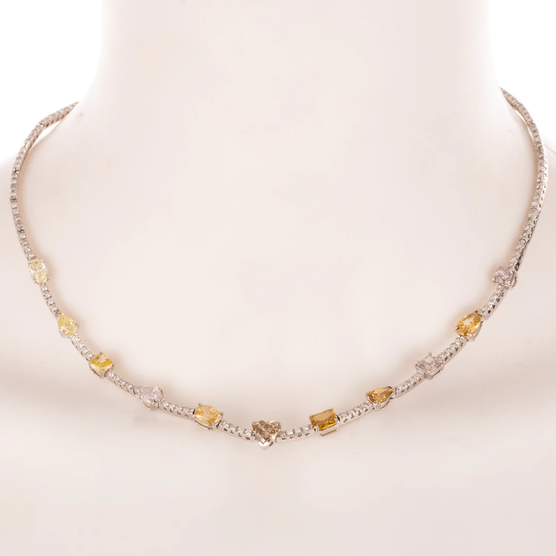 A GIA Fancy Colored Diamond Necklace in 18K