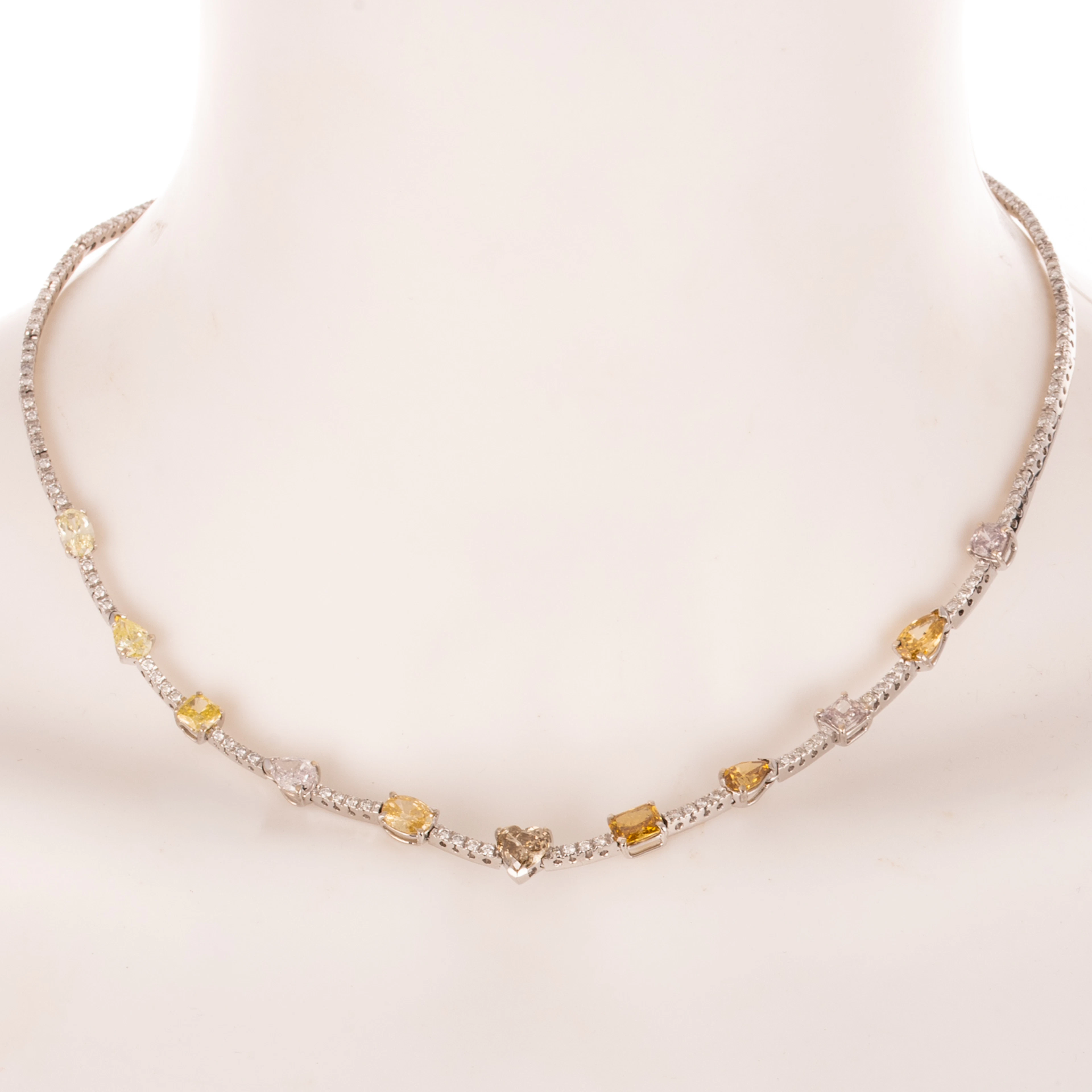 A GIA Fancy Colored Diamond Necklace in 18K