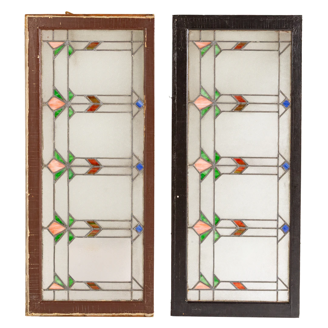 A Pair of Leaded Stained-Glass Windows