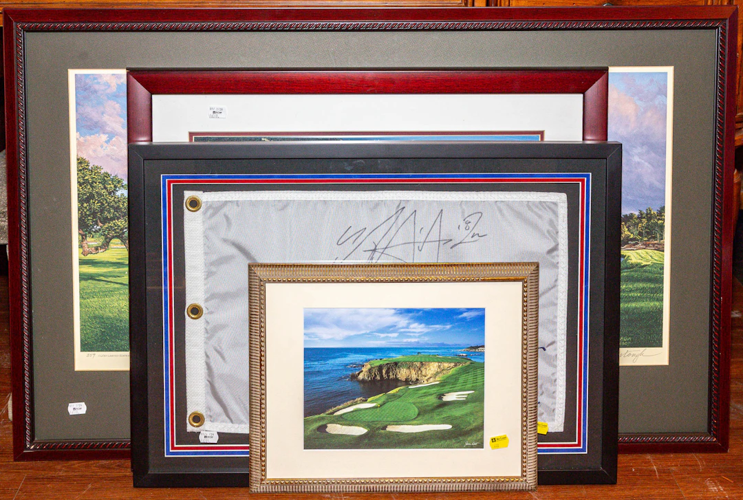 Group of Framed Golf Related Items