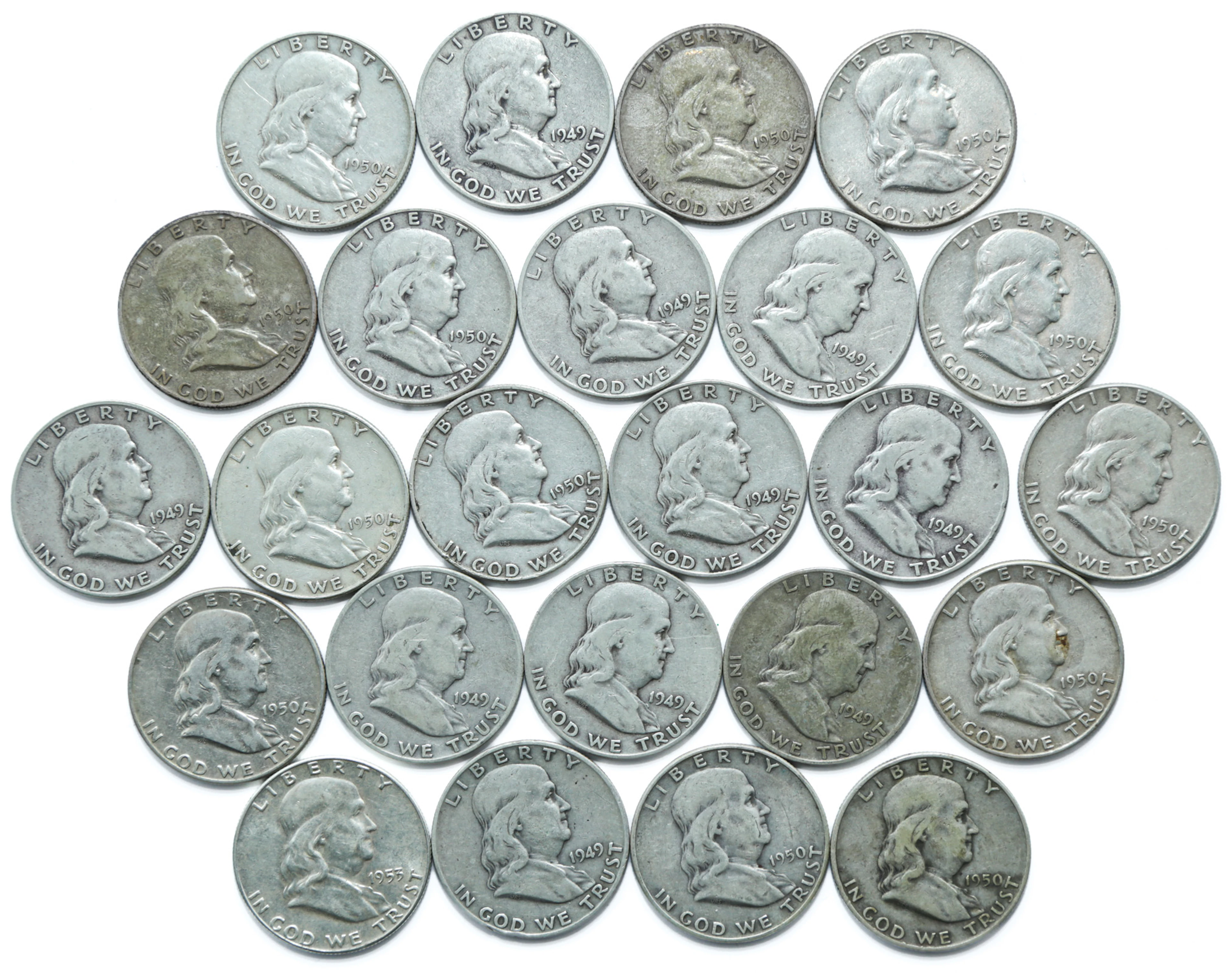 Two Dozen Franklin Halves, Years 49-53