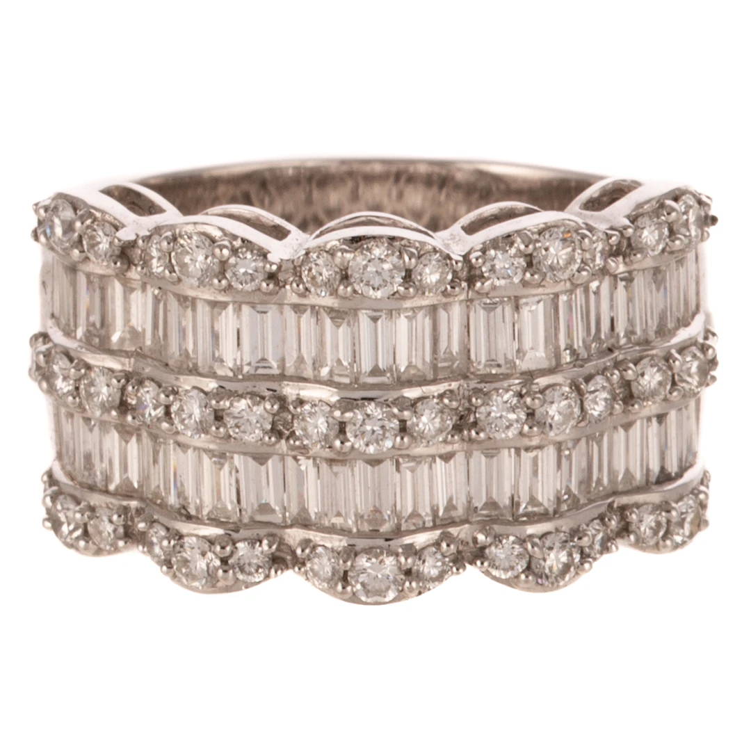 A Wide Baguette Diamond Band in 14K