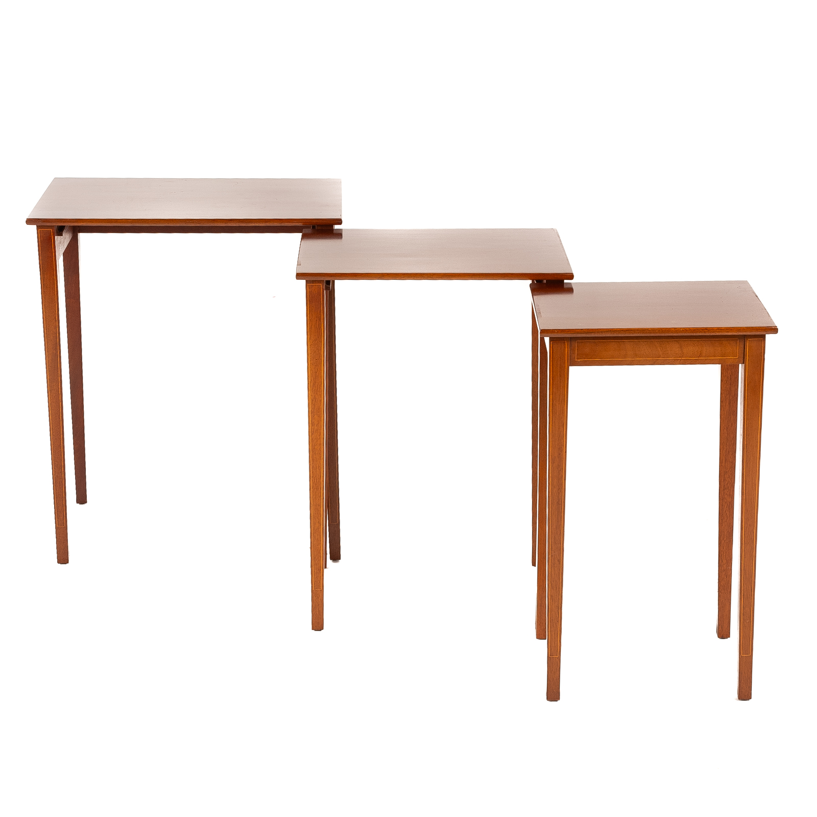 Biggs Inlaid Mahogany Nest of Three Tables