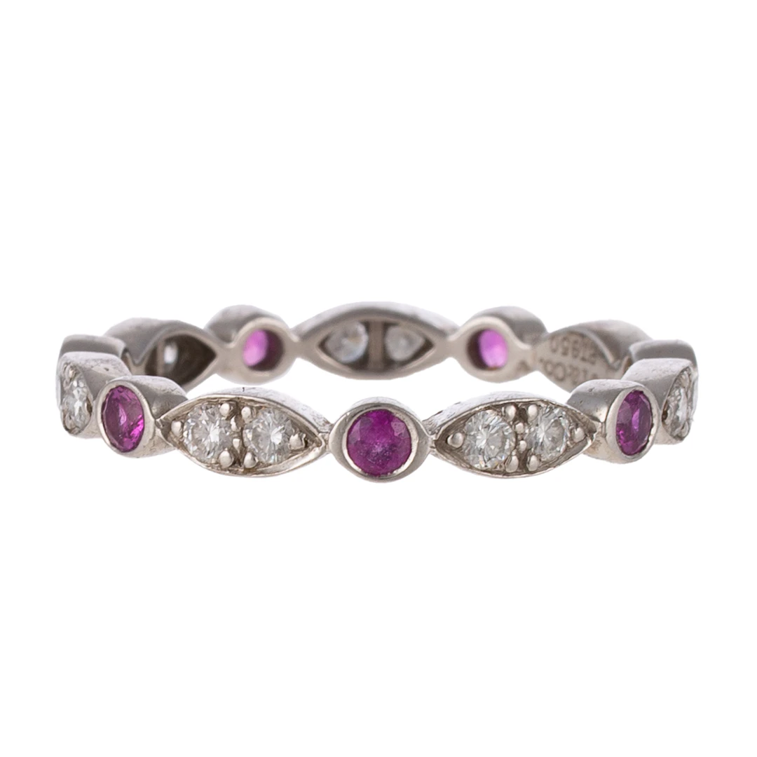 A Tiffany & Co Jazz Pink Sapphire & Diamond Band in Platinum