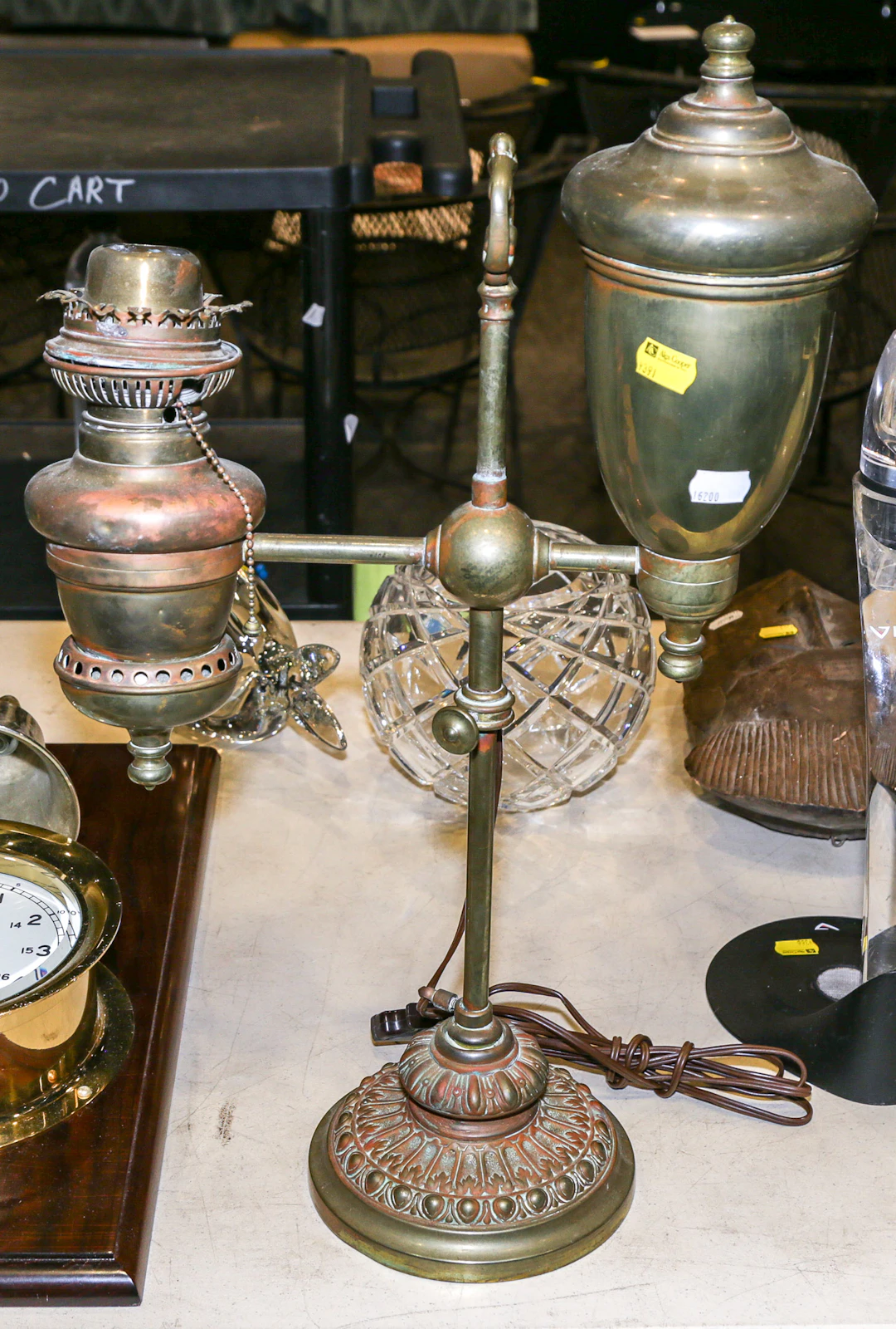 An Argand Brass Student's Lamp