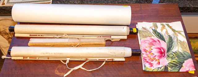 Four Chinese Painted Scrolls & a Watercolor