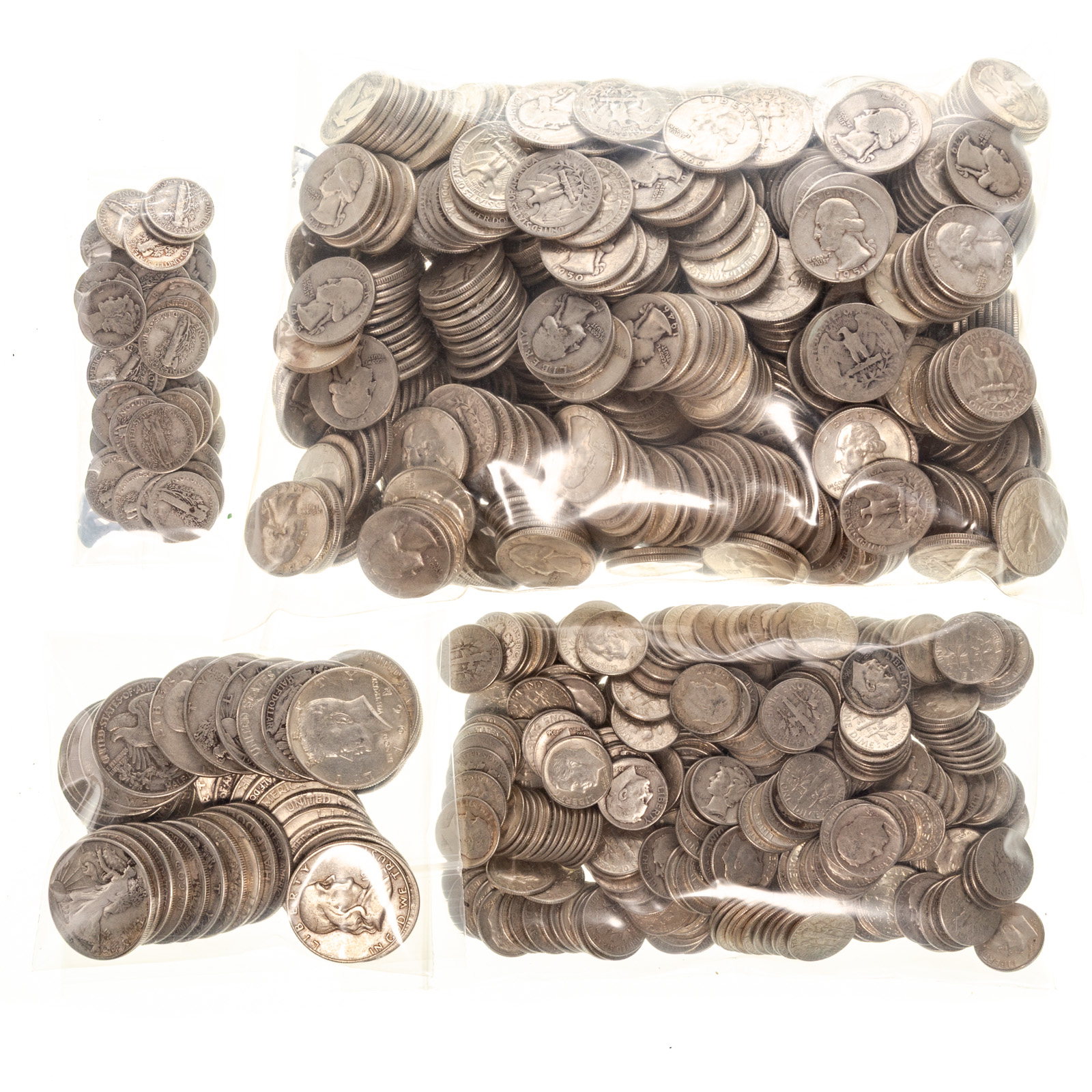 Investors Lot of US 90% Silver Coins -$217.80 Face