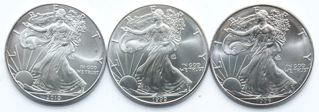 Three Different Unc Silver Eagles