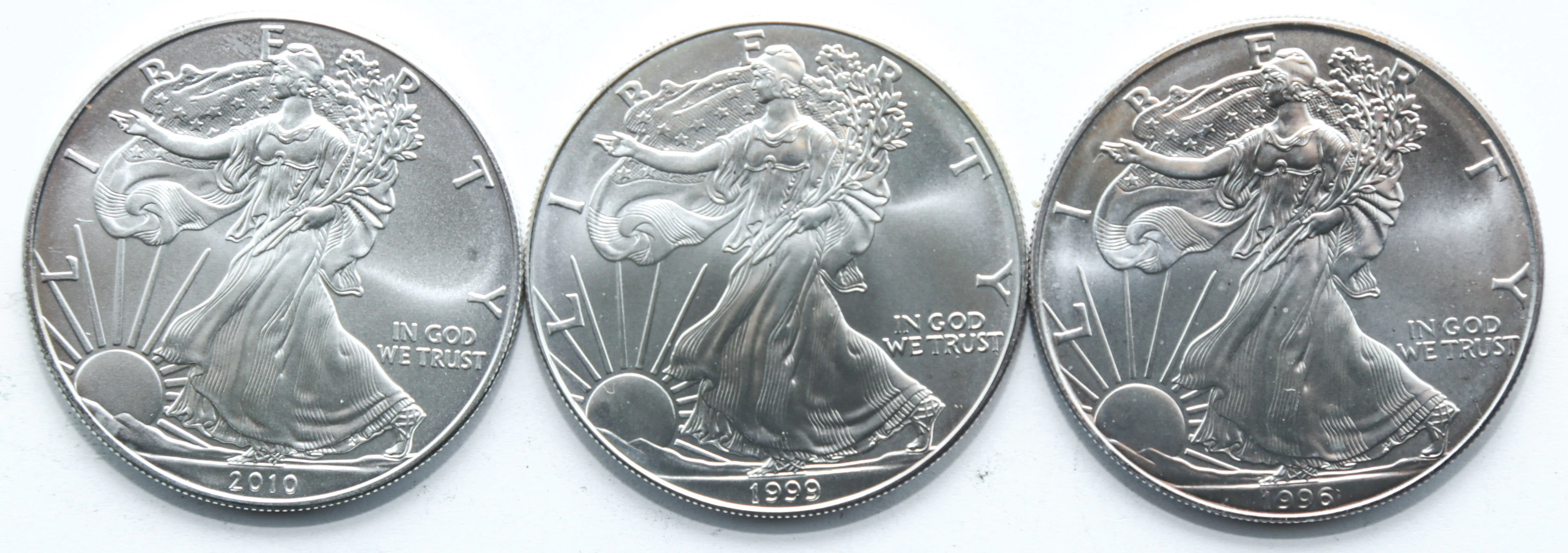 Three Different Unc Silver Eagles