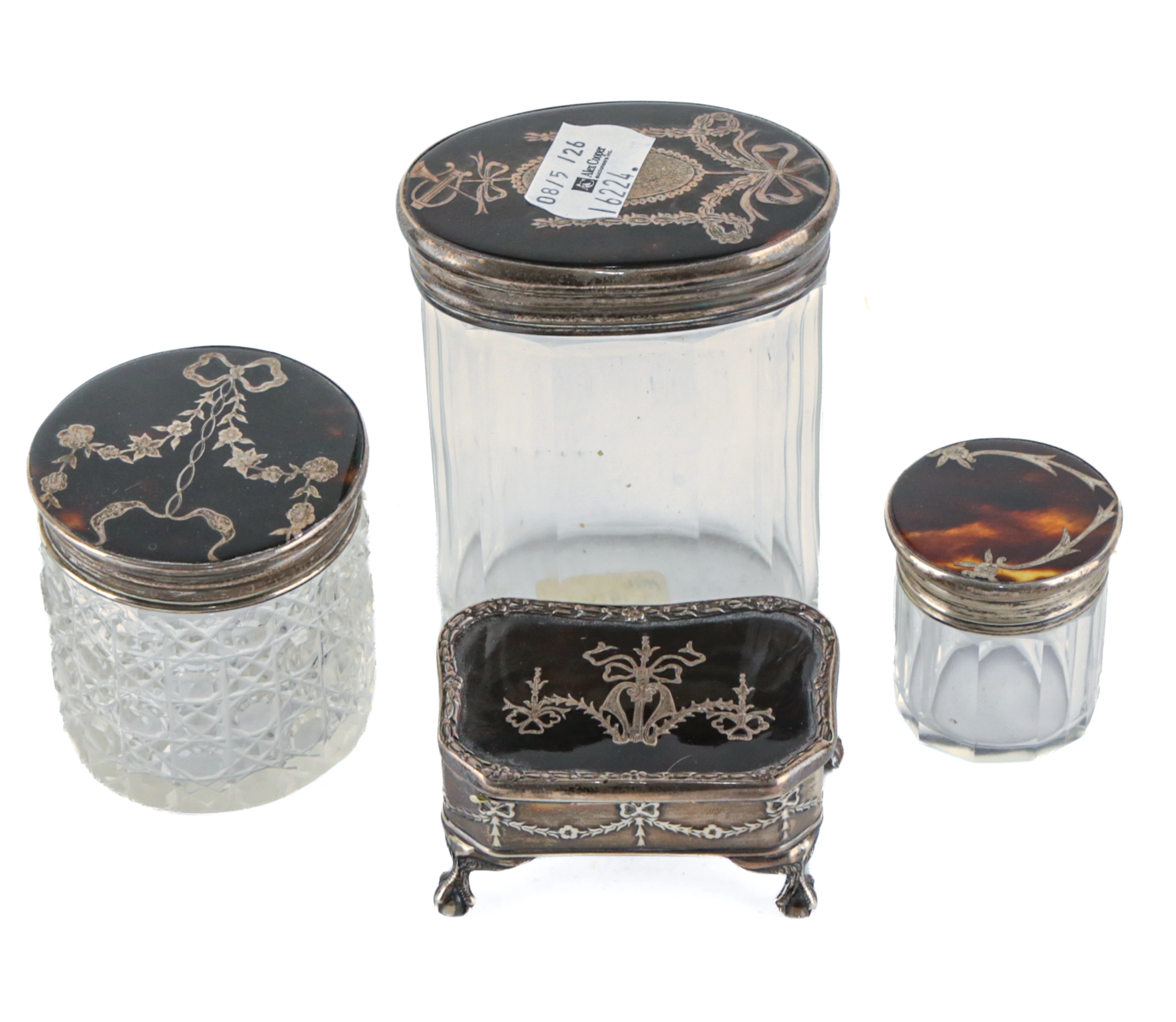 Four English Sterling-Mounted Dresser Objects