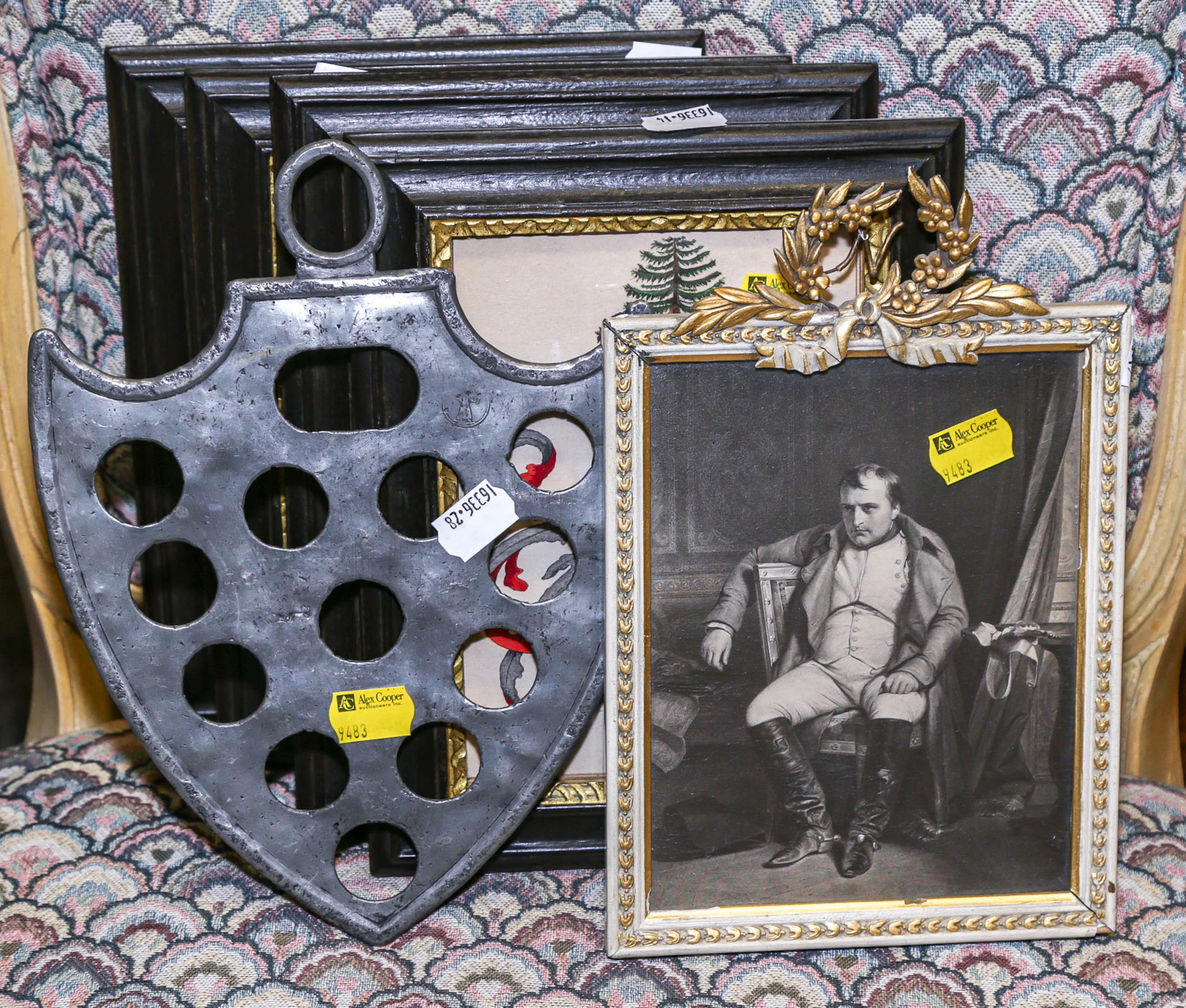 Four Coats of Arms, Framed & a Rare Pewter Trivet