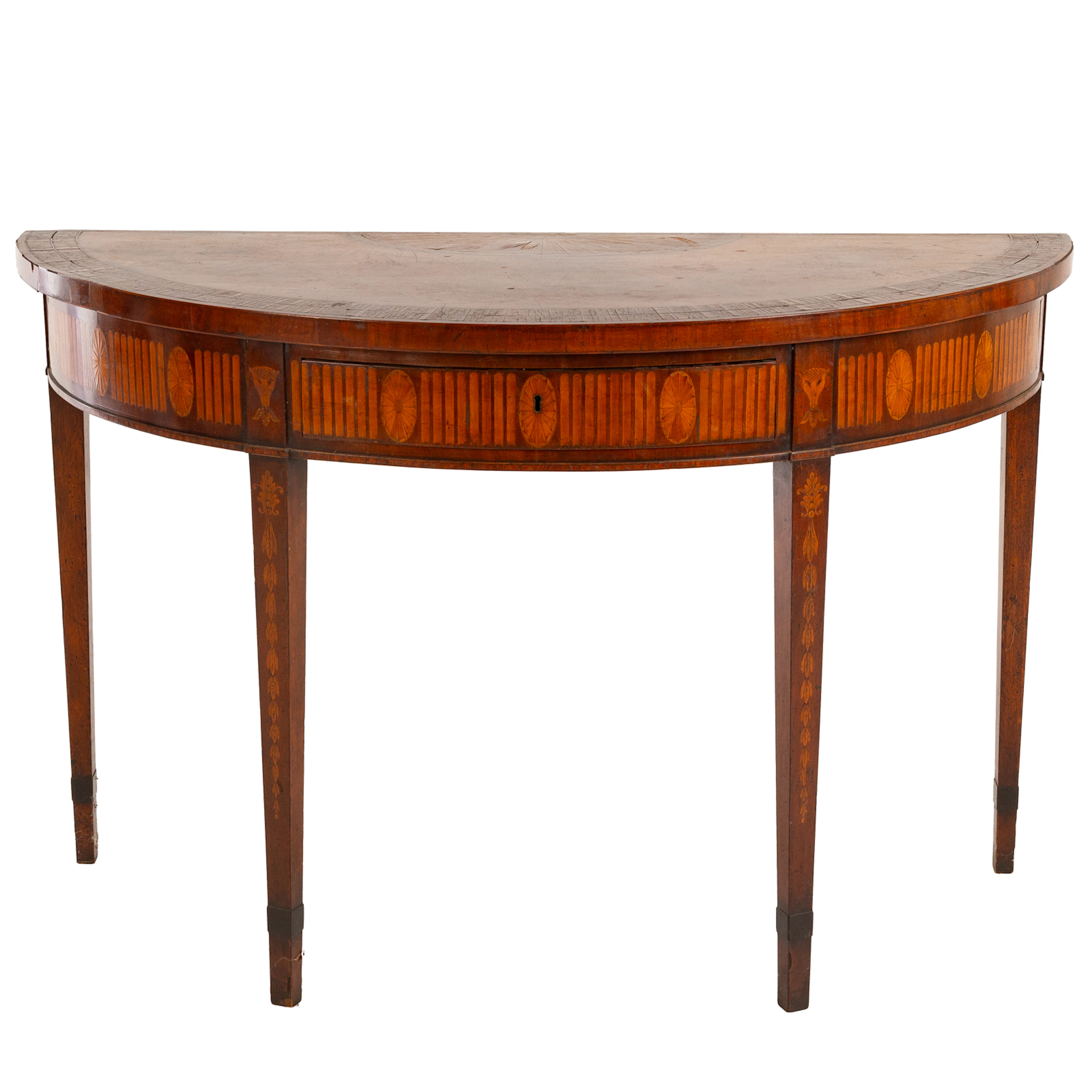 George III Inlaid Demilune Console Table