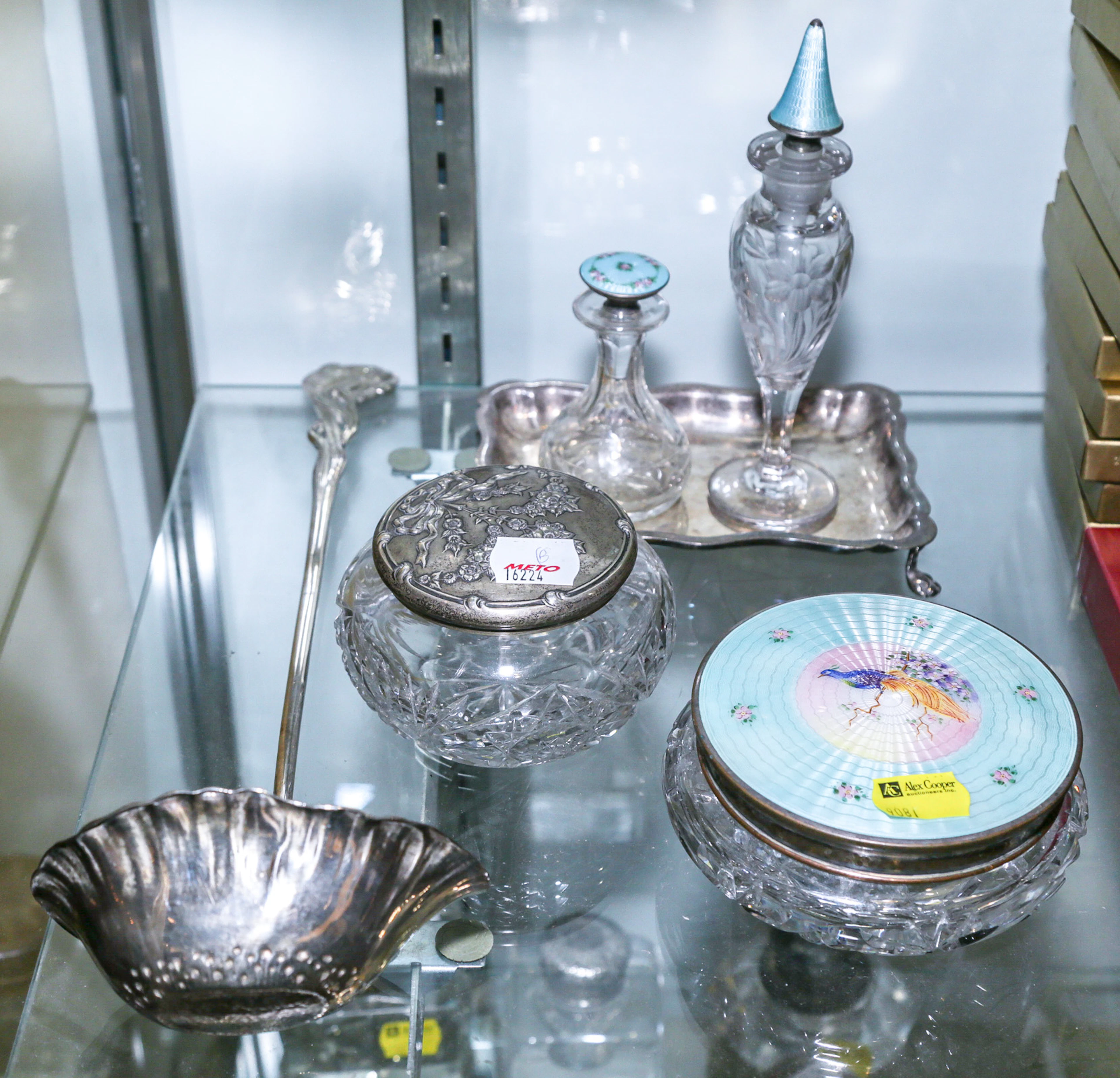 A Group of Enamel Dresser Items