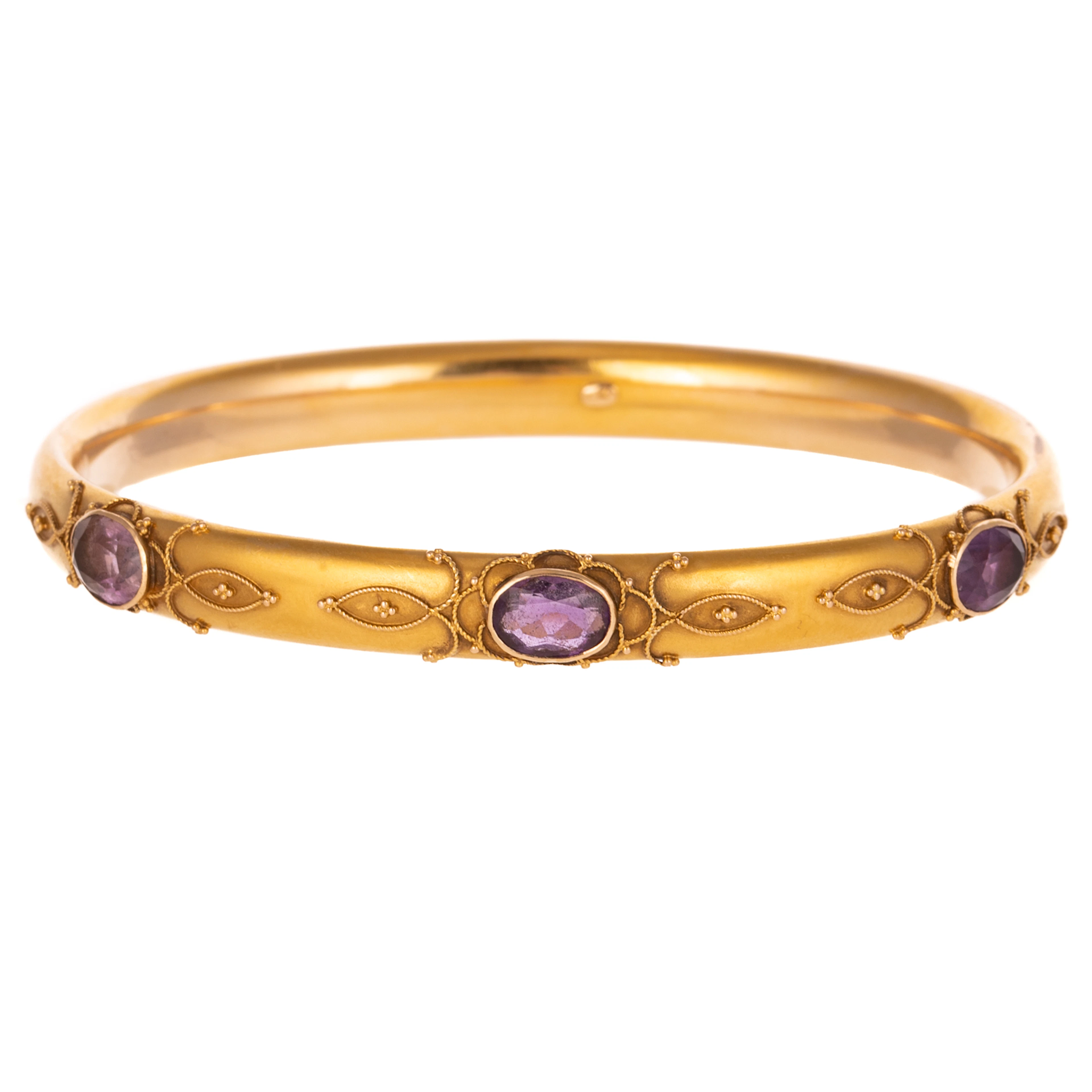 An Art Nouveau Amethyst Bangle in 14K