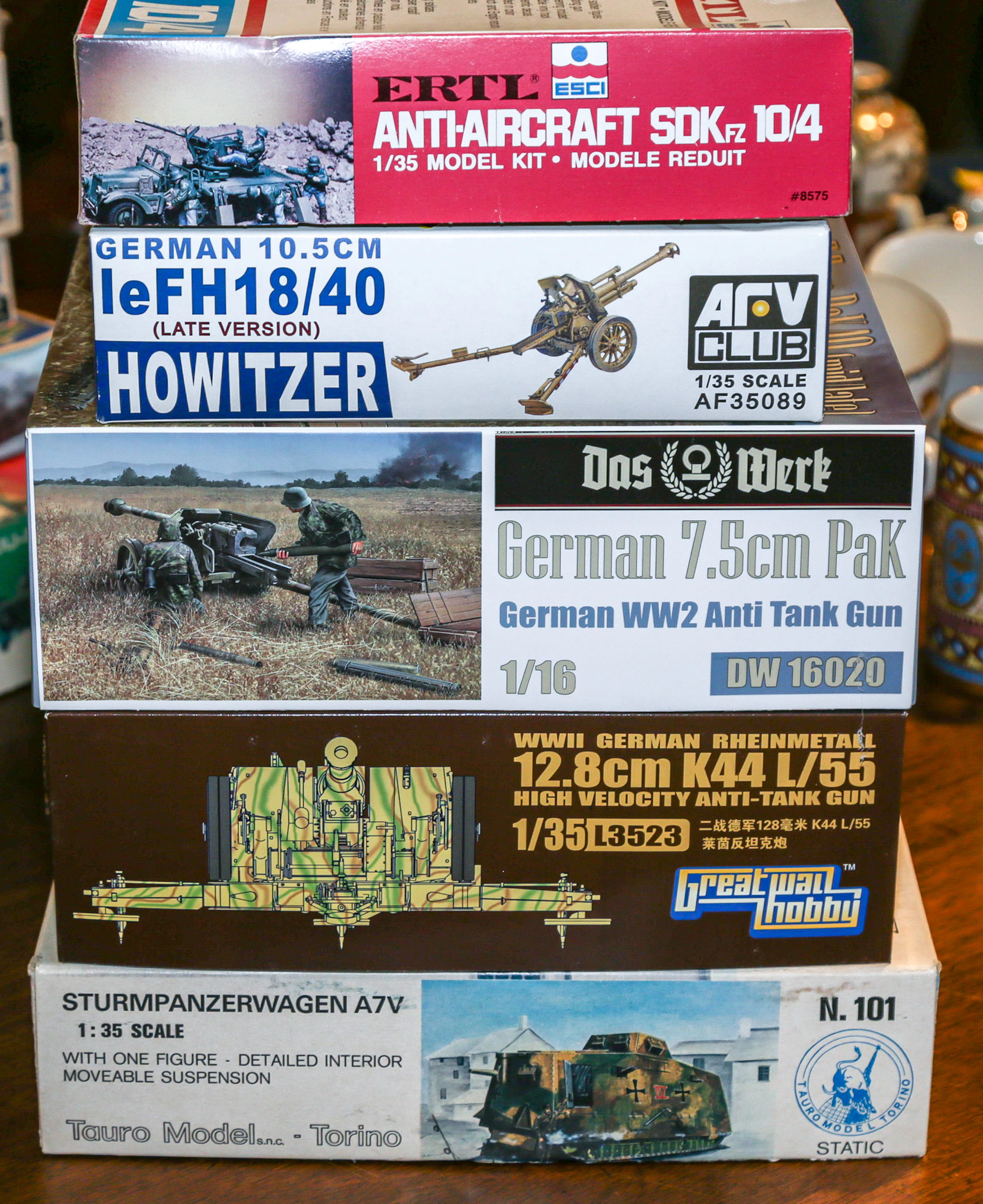 Four German Artillery Model Kits