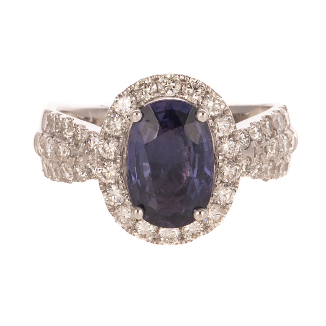 A GIA Unheated Color Change Sapphire Ring in Platinum