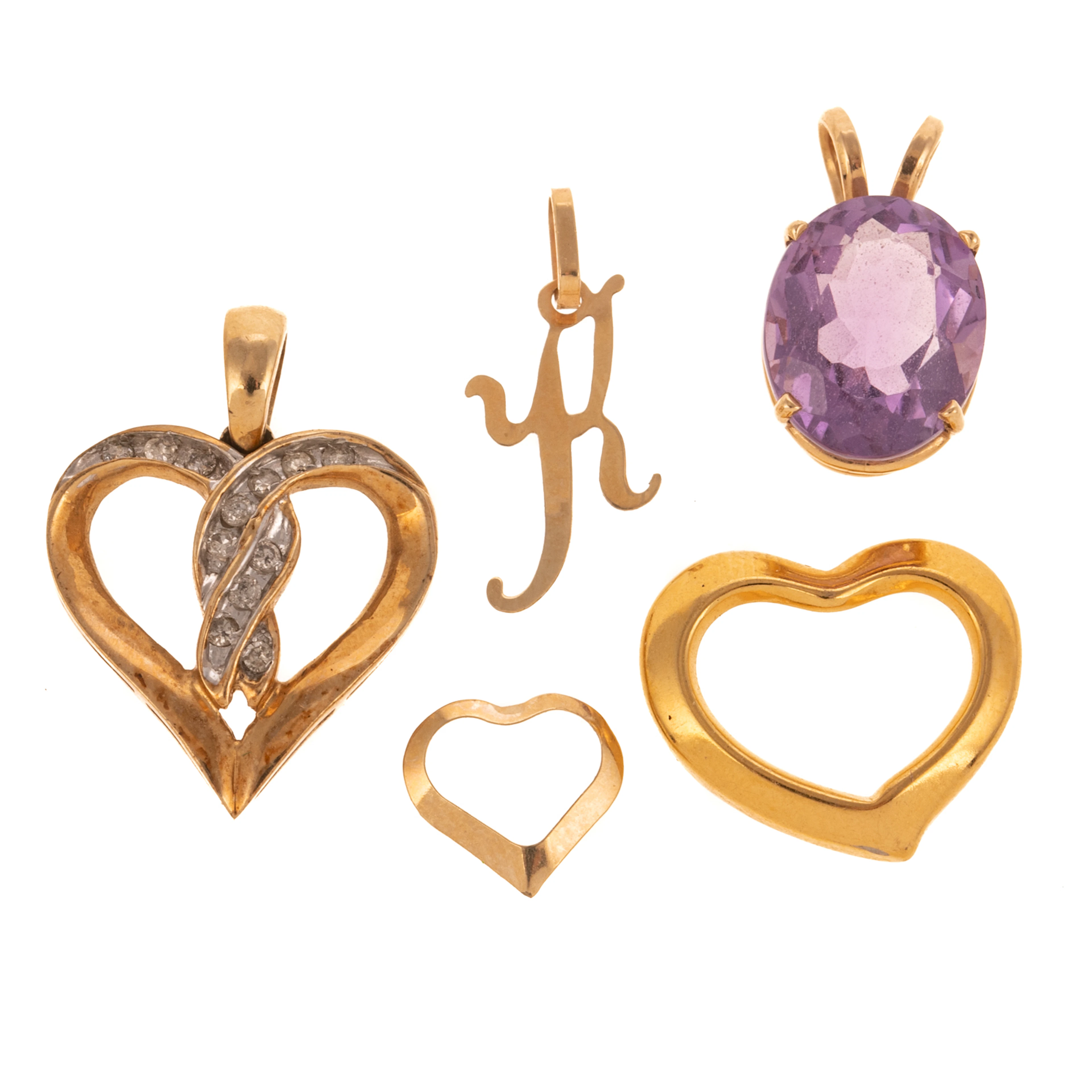 A Collection of Heart & Gemstone Pendants in Gold