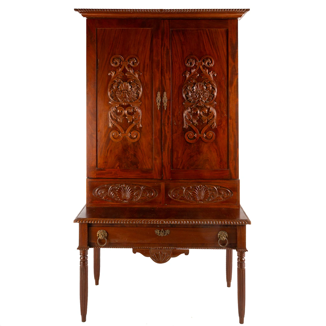 American Classical Mahogany Stepback Cabinet