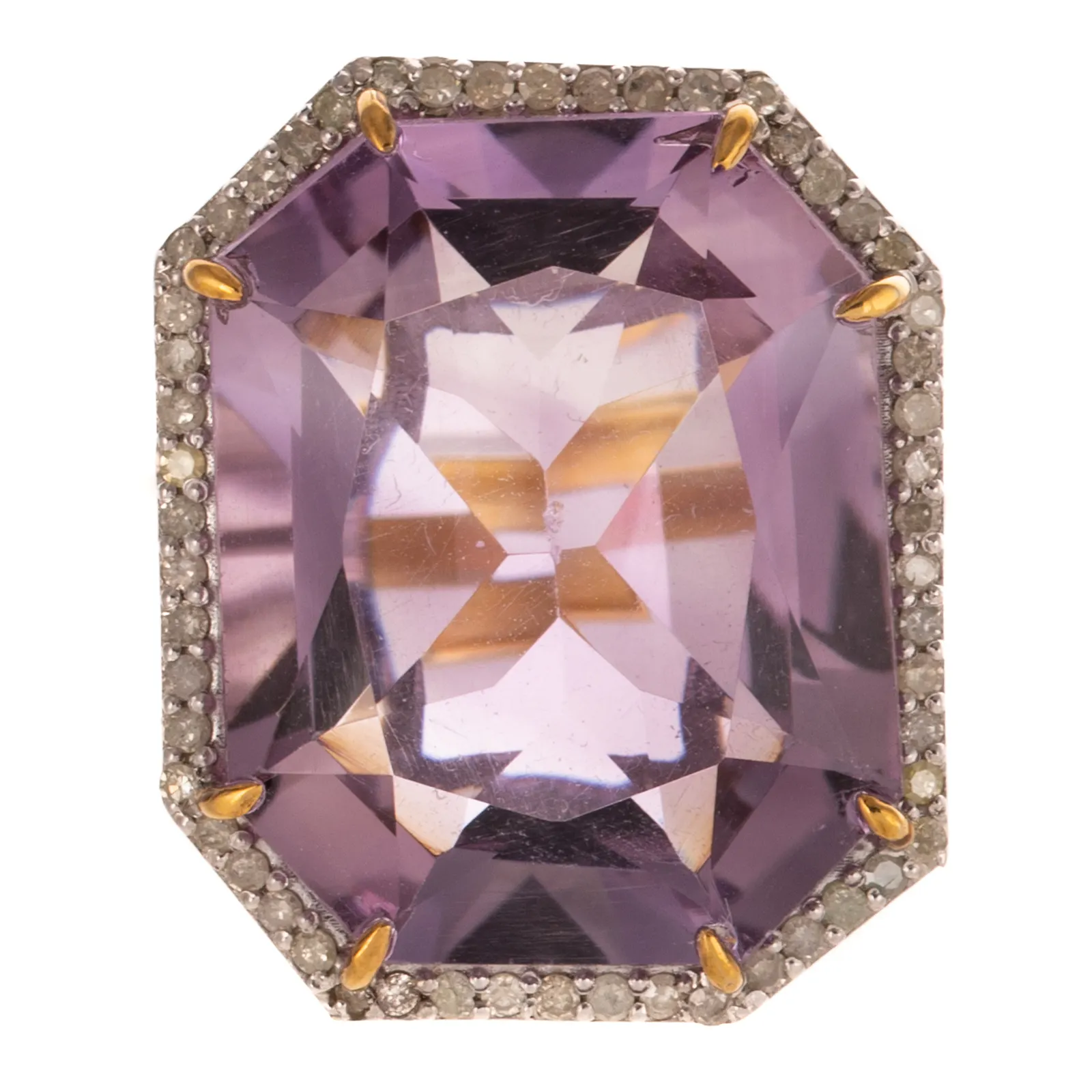 An Amethyst & Diamond Cocktail Ring in 14K