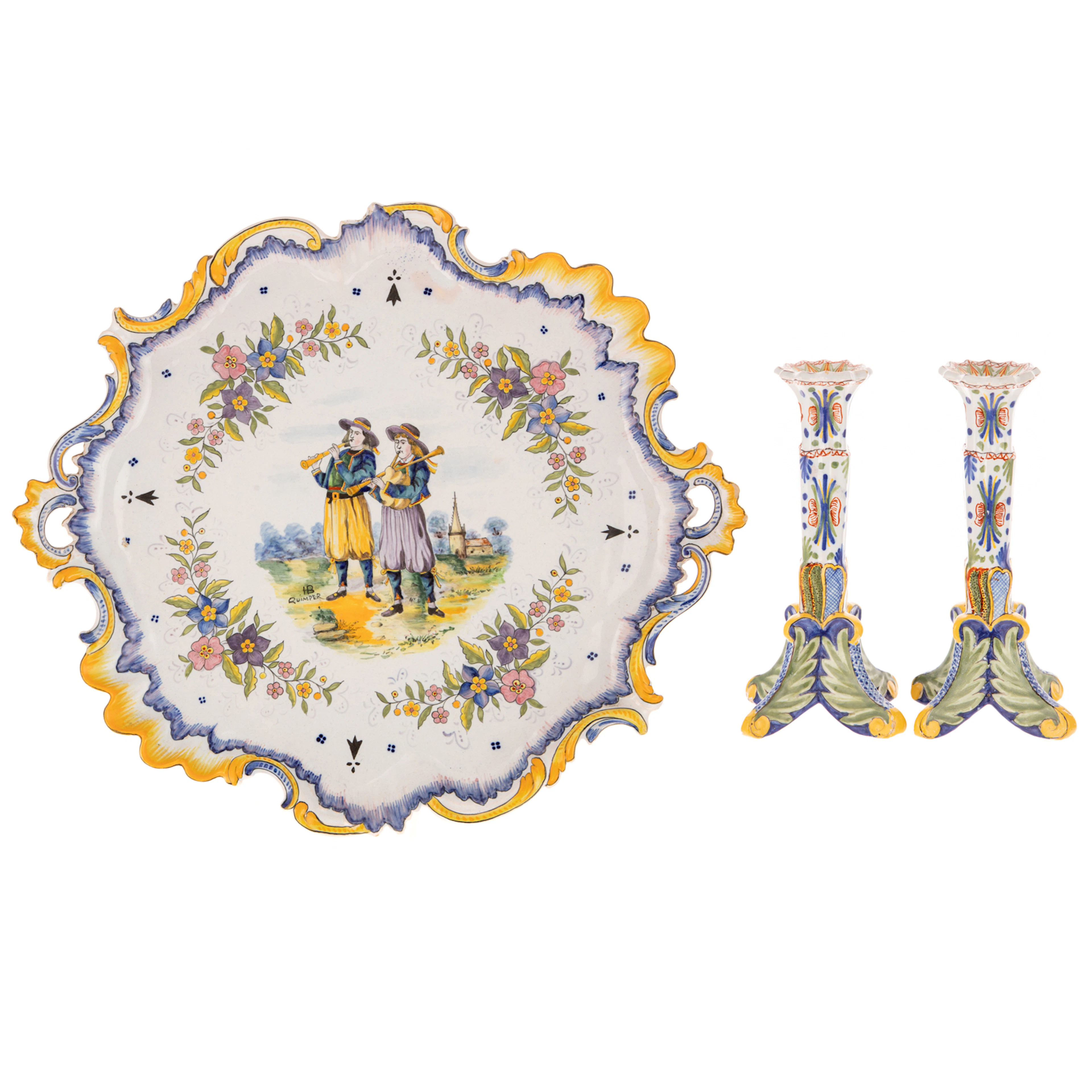 Three Pieces of French Faience Tableware