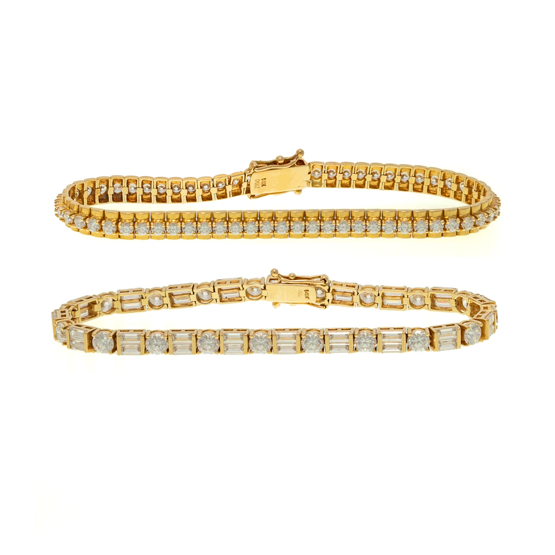 Two CZ Line Bracelets in 14K