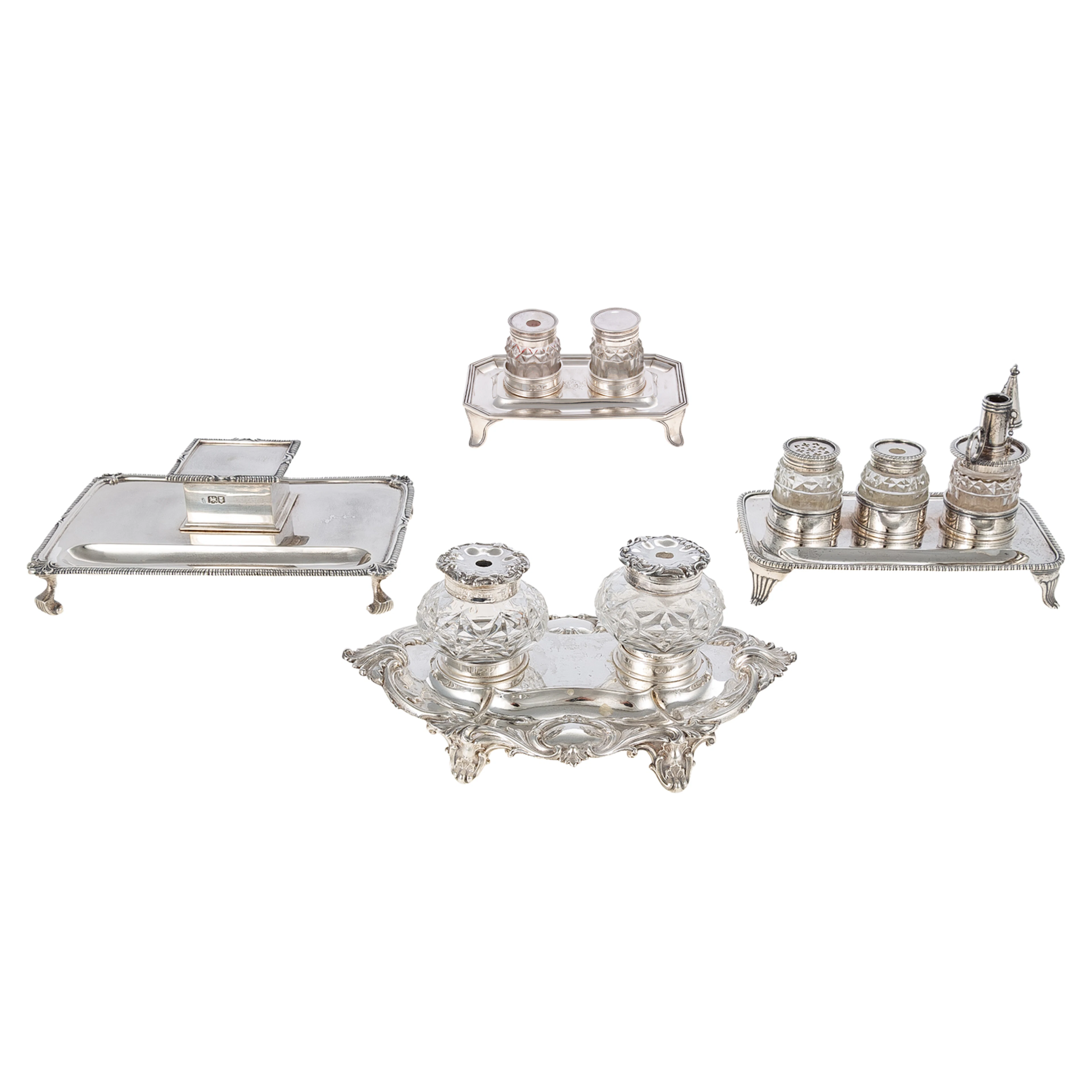 Four English Sterling Standishes