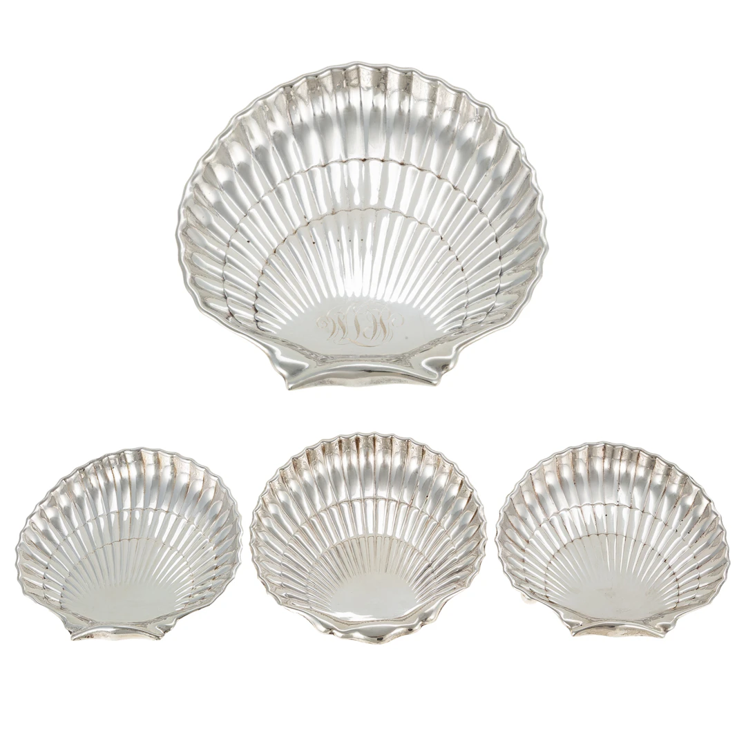 Four Gorham & Fisher Sterling Shell Dishes