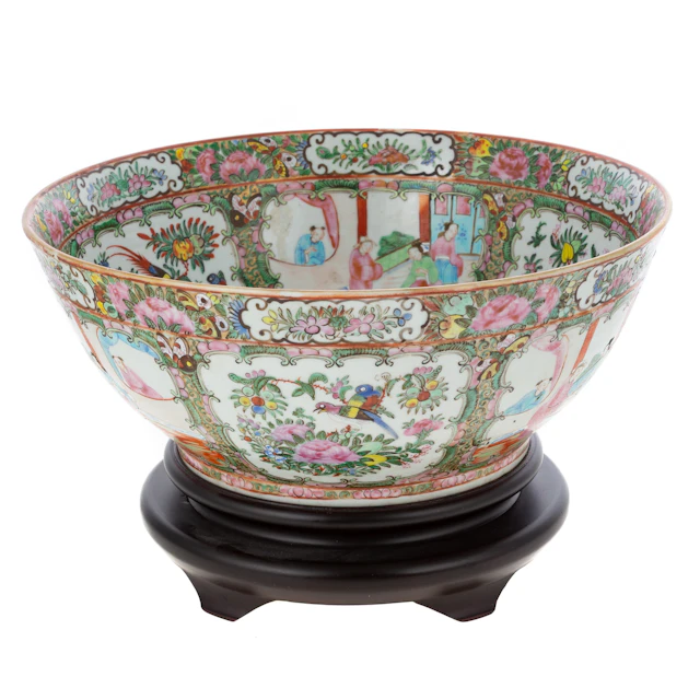 A Chinese Rose Medallion Punch Bowl