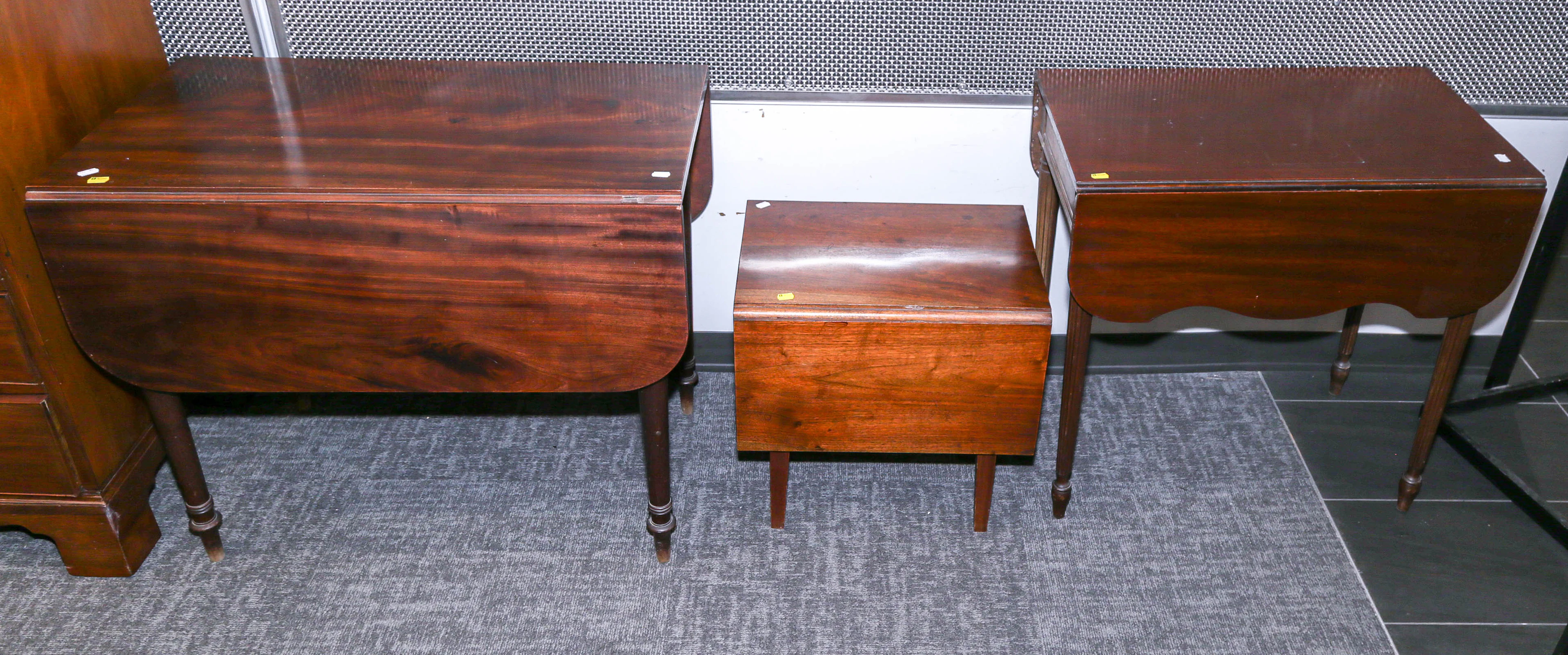 Three Walnut or Mahogany Drop-Leaf Tables