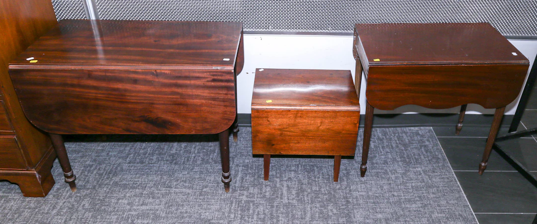 Three Walnut or Mahogany Drop-Leaf Tables
