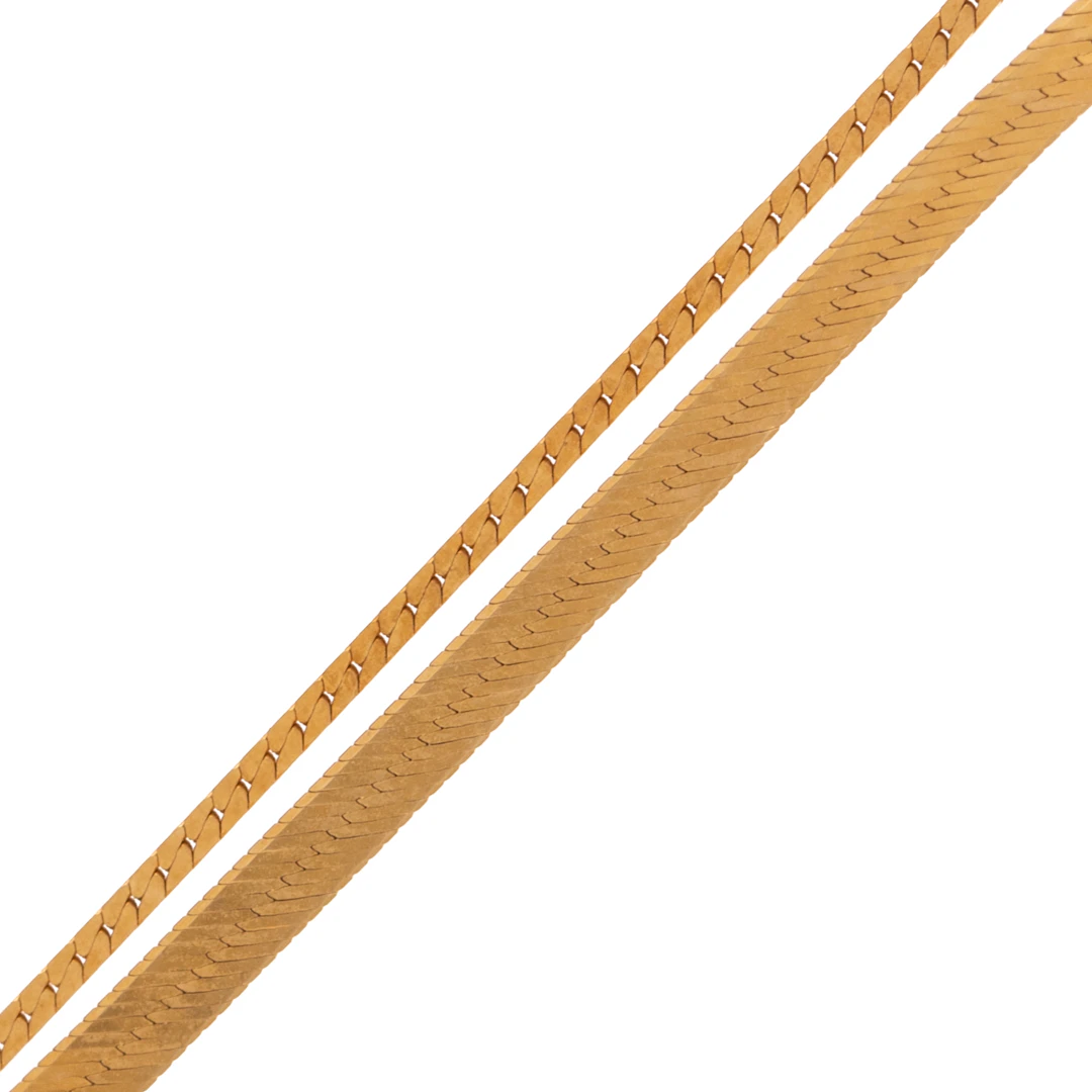 A Herringbone & Serpentine Chain in 14K